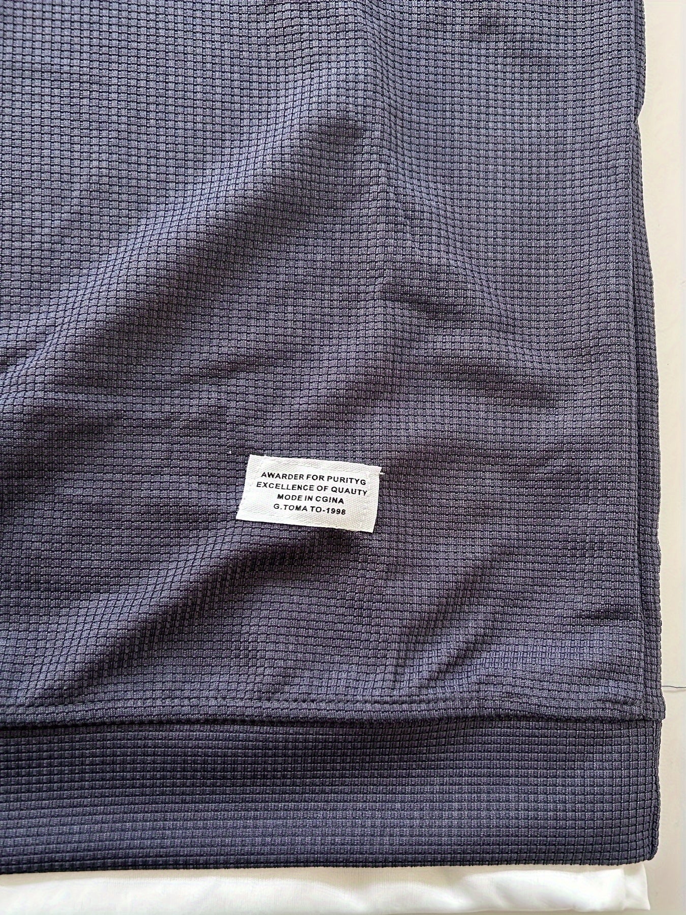 Waffle Pattern Crew Neck Collar t shirt- Dark Grey
