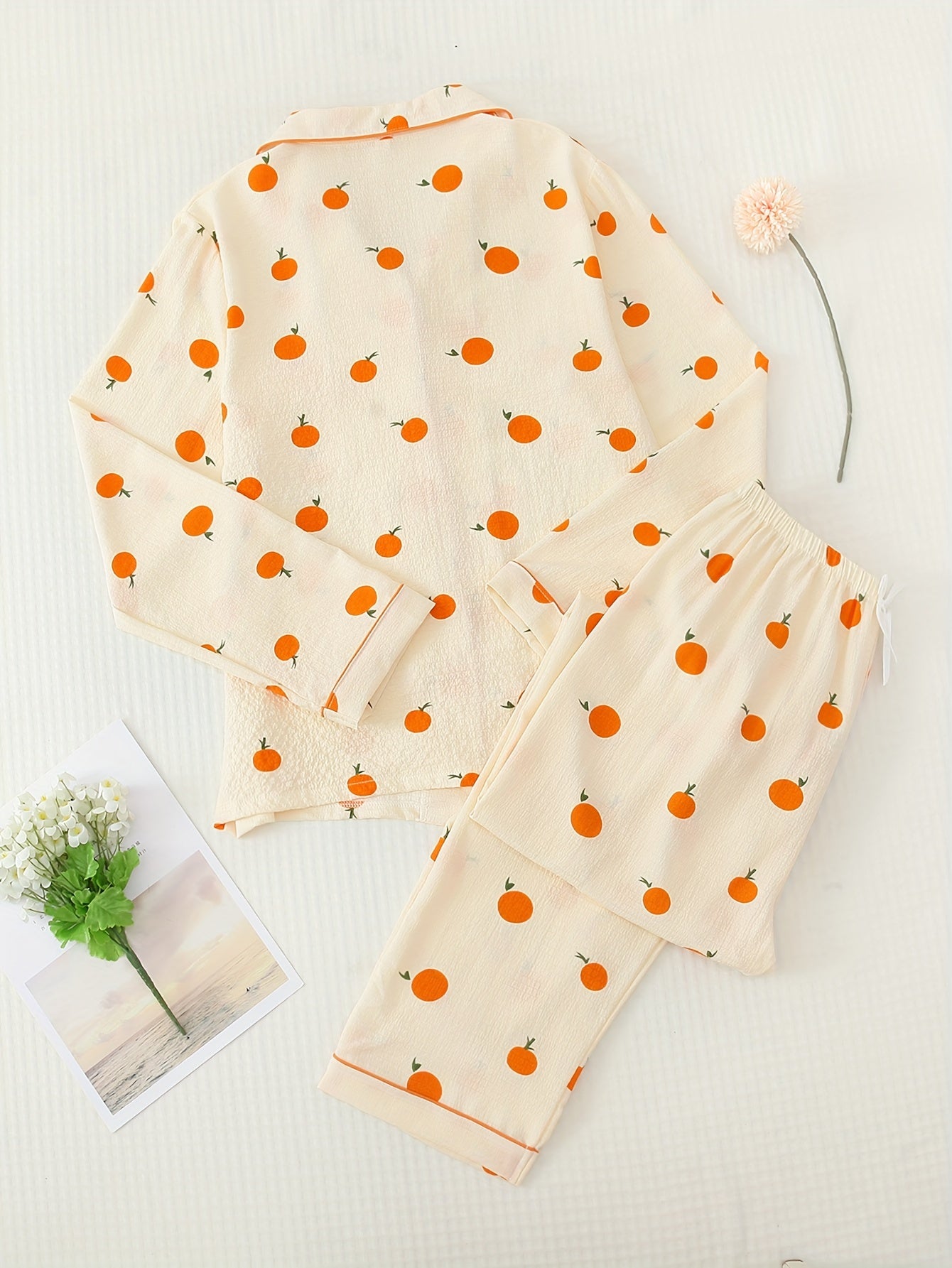 Orange print Lounge wear for women (Full sleeves)