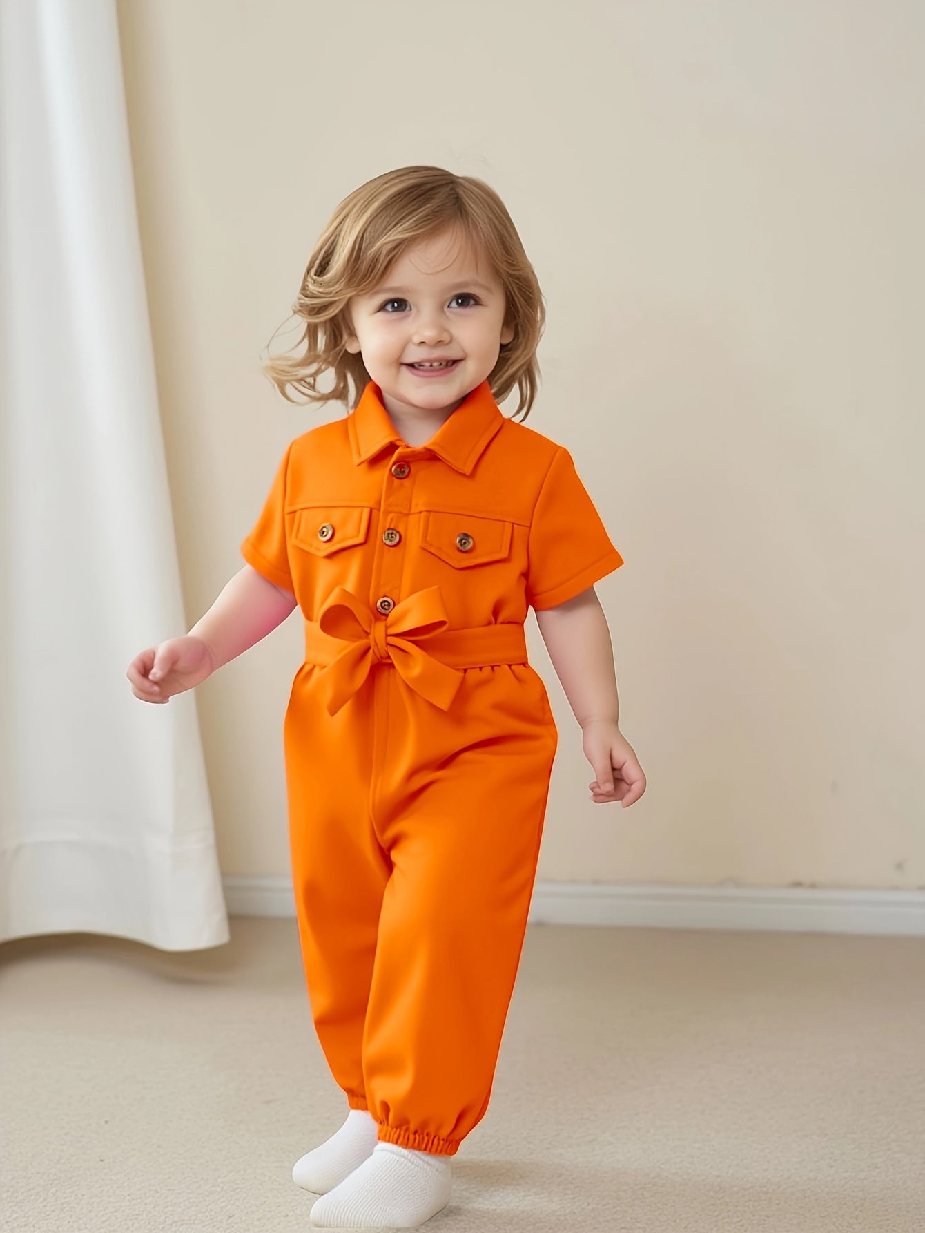 Vibrant romper for girls (orange)