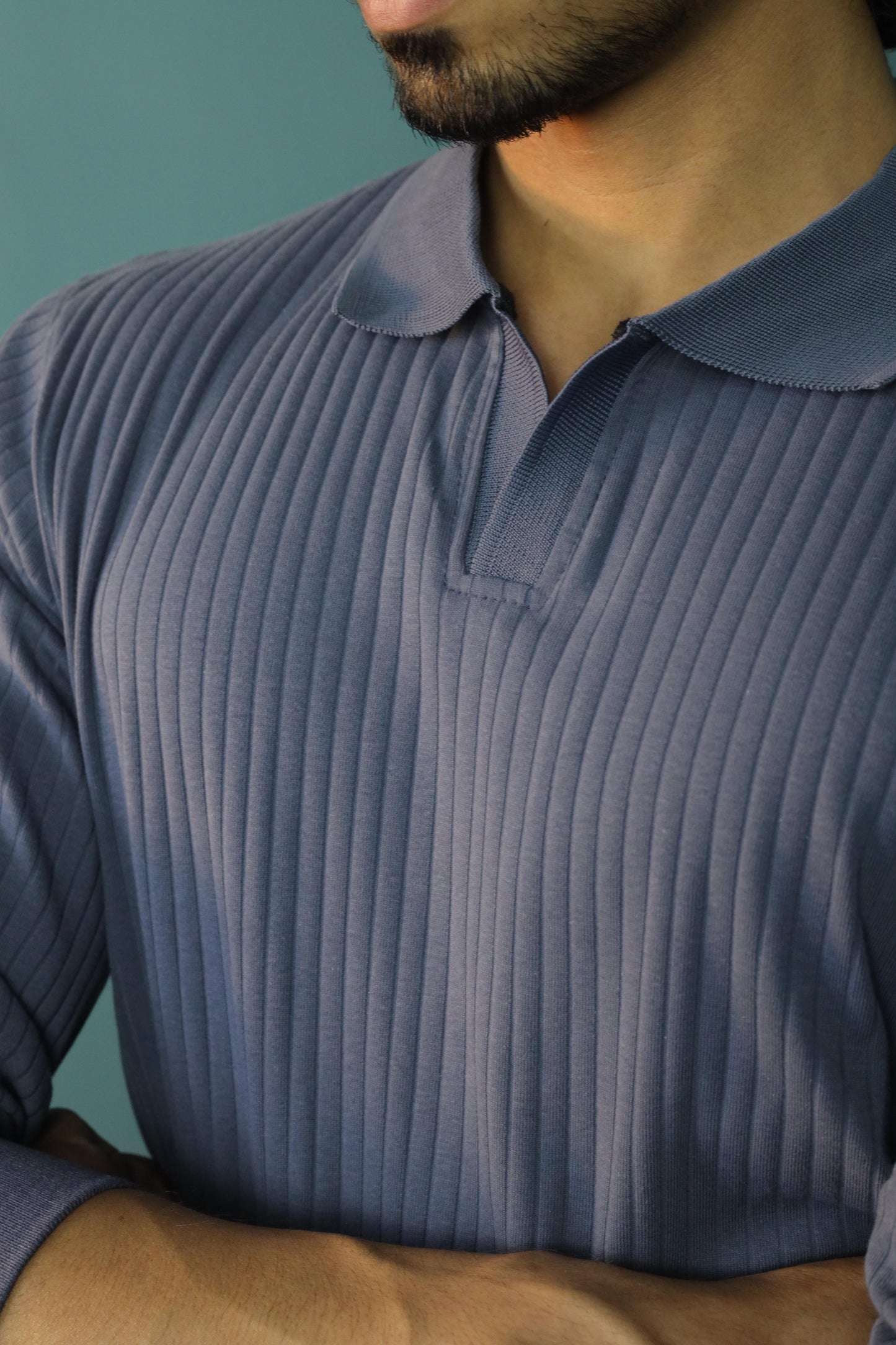 Drop Needle polo shirt (Full Sleeve) - Storm Gray