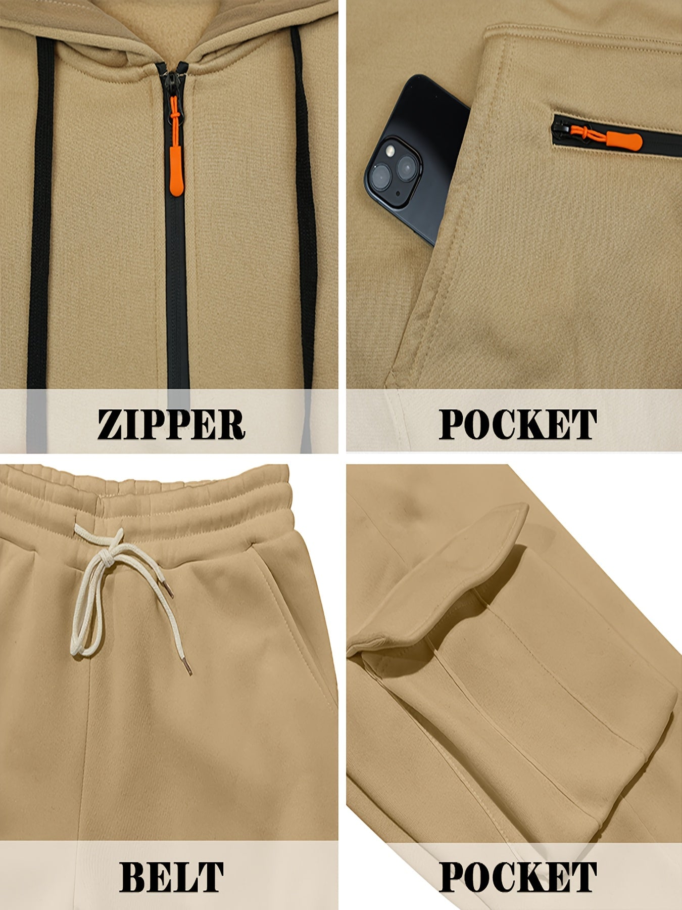 Zipper tracksuit for winter (khaki)