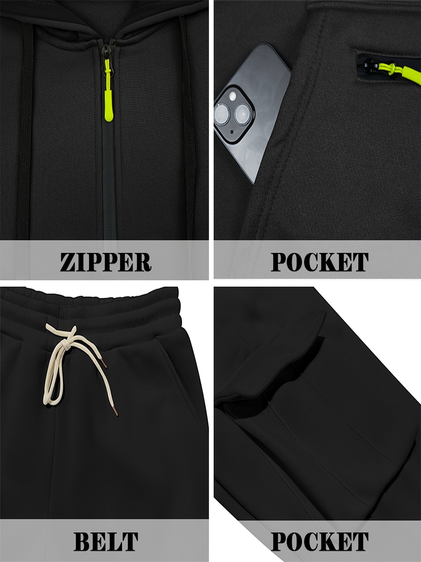 Zipper tracksuit for winter (black)