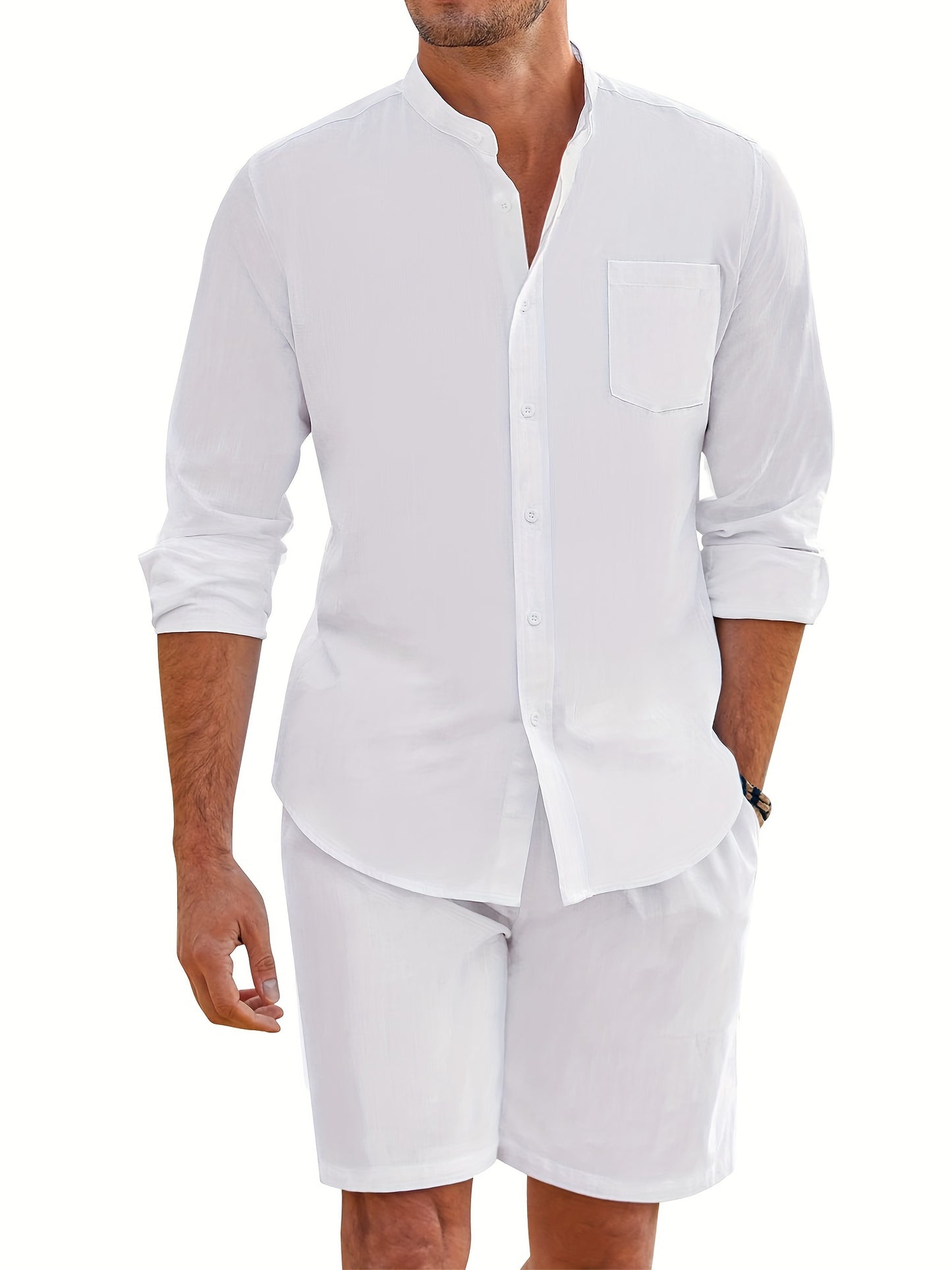 PWD Ban collar set with shorts (White)