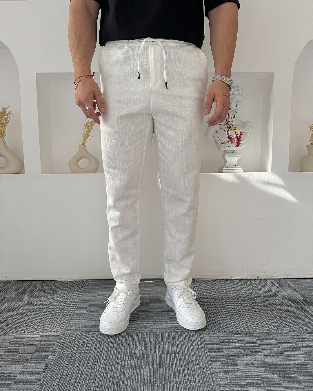 Irish linen trouser pants-White