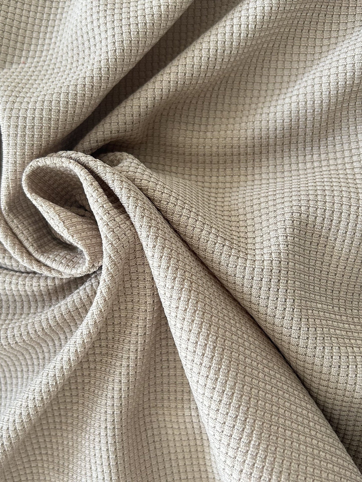 Waffle Pattern Crew Neck Collar t shirt- Apricoat