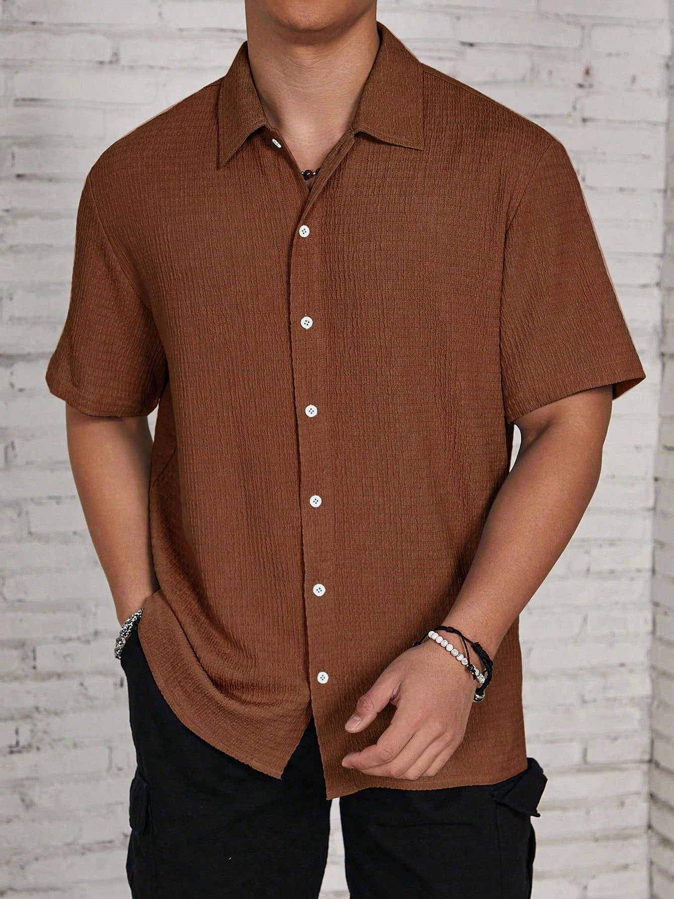 Muslin Half sleeves shirt- Brown