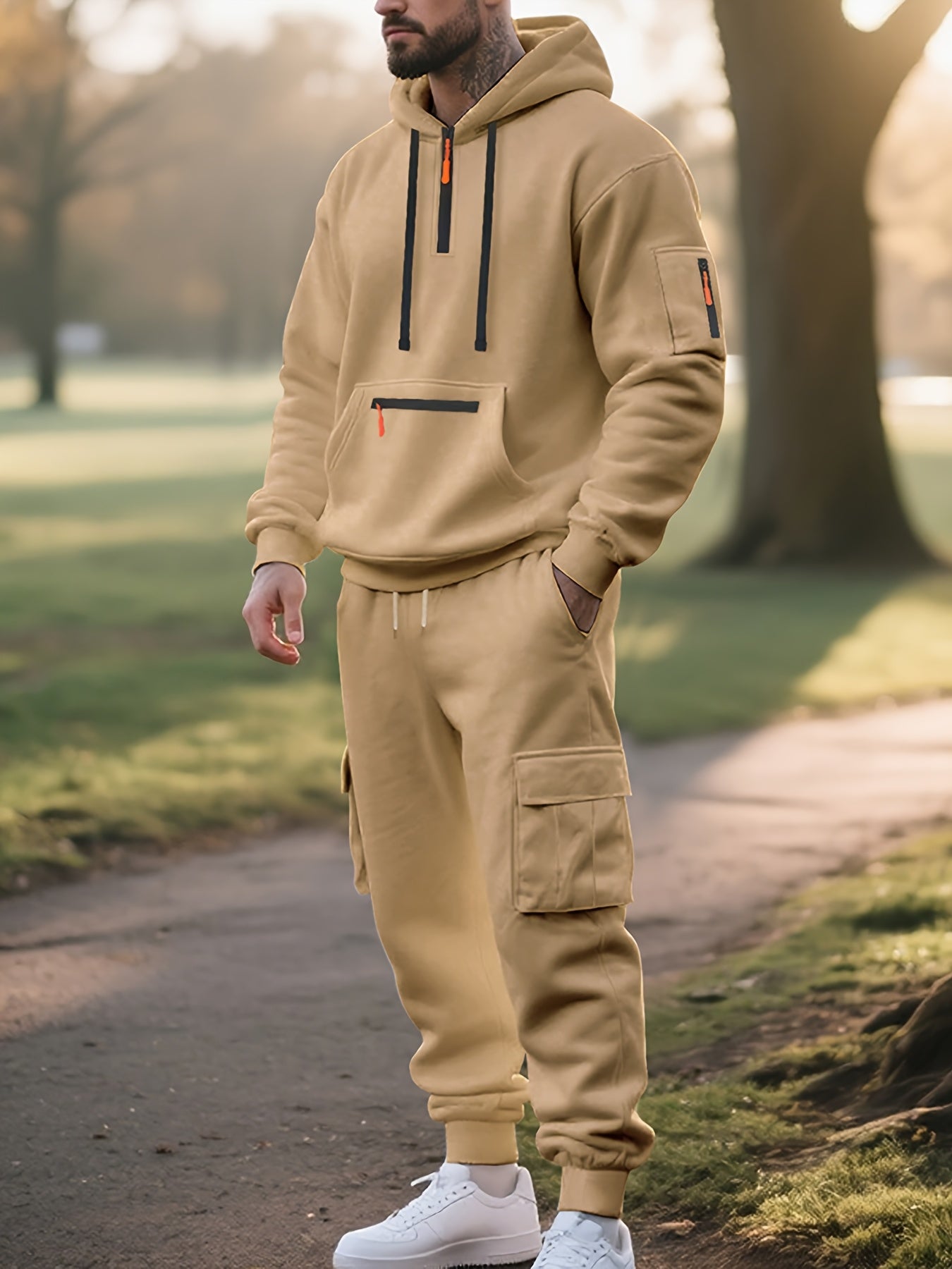 Zipper tracksuit for winter (khaki)