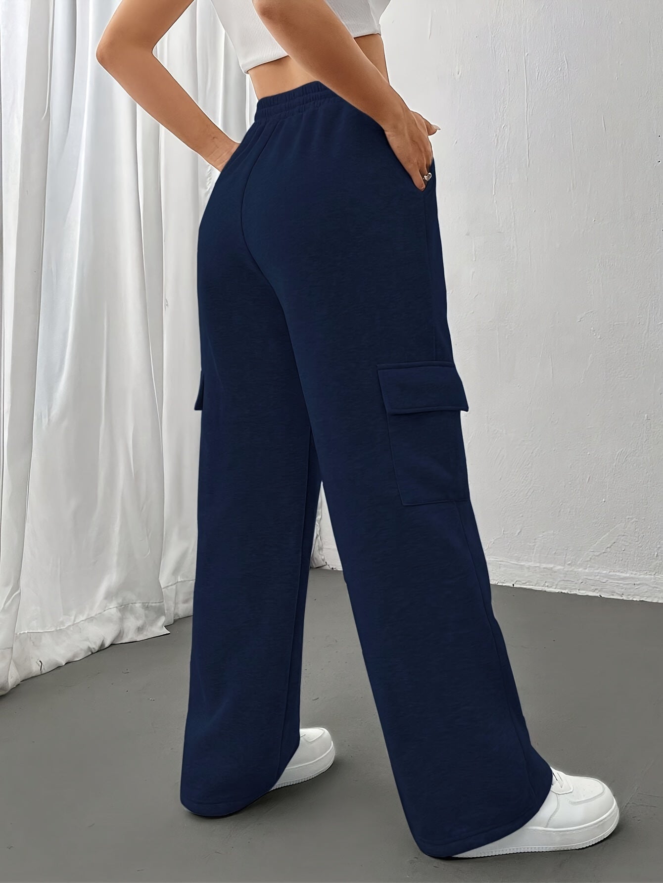 Baggy trouser pants for women (Navy Blue)