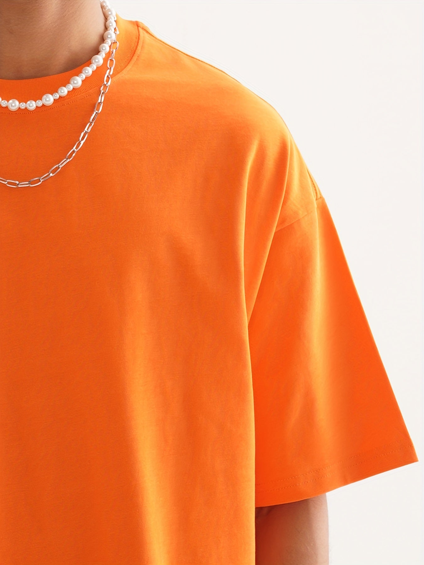 Down shoulder plain t-shirt (Orange)