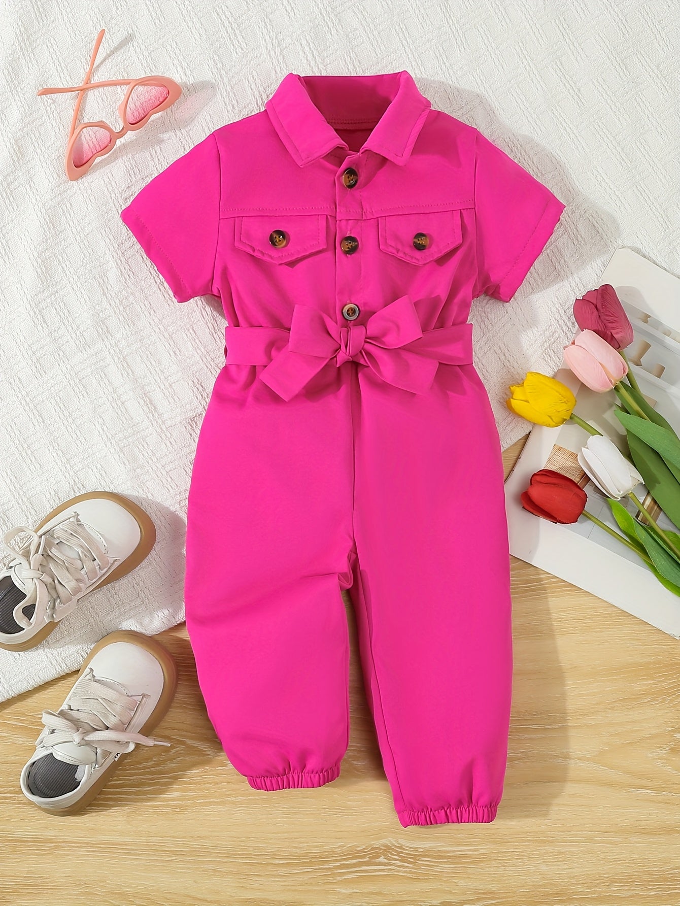 Vibrant romper for girls (shocking pink)
