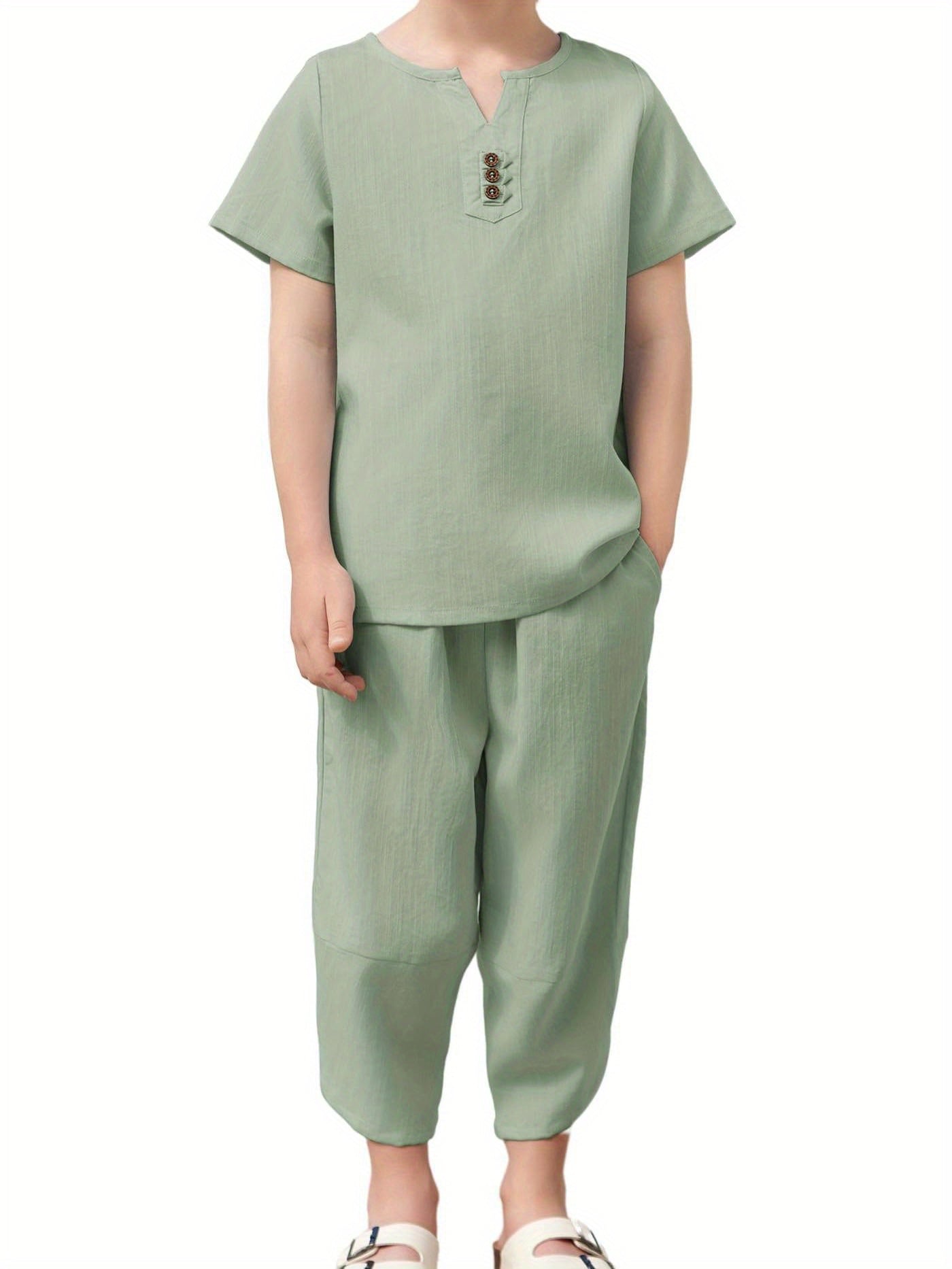 Indian style tracksuit for boys and kids (Light Green)