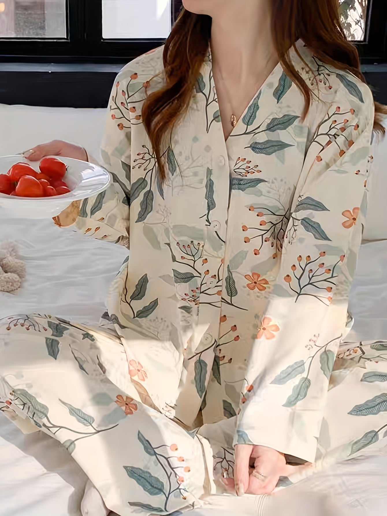 Plant Print Pajama Set