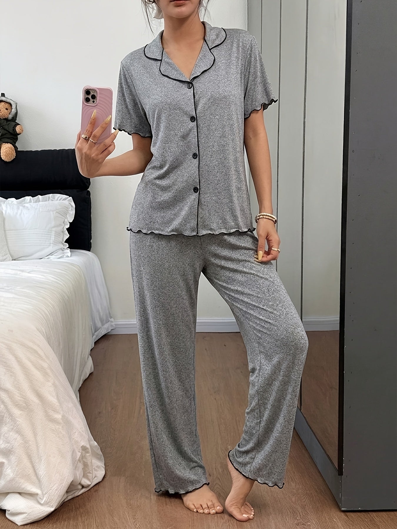 Cardigan Pajama Set (Grey)