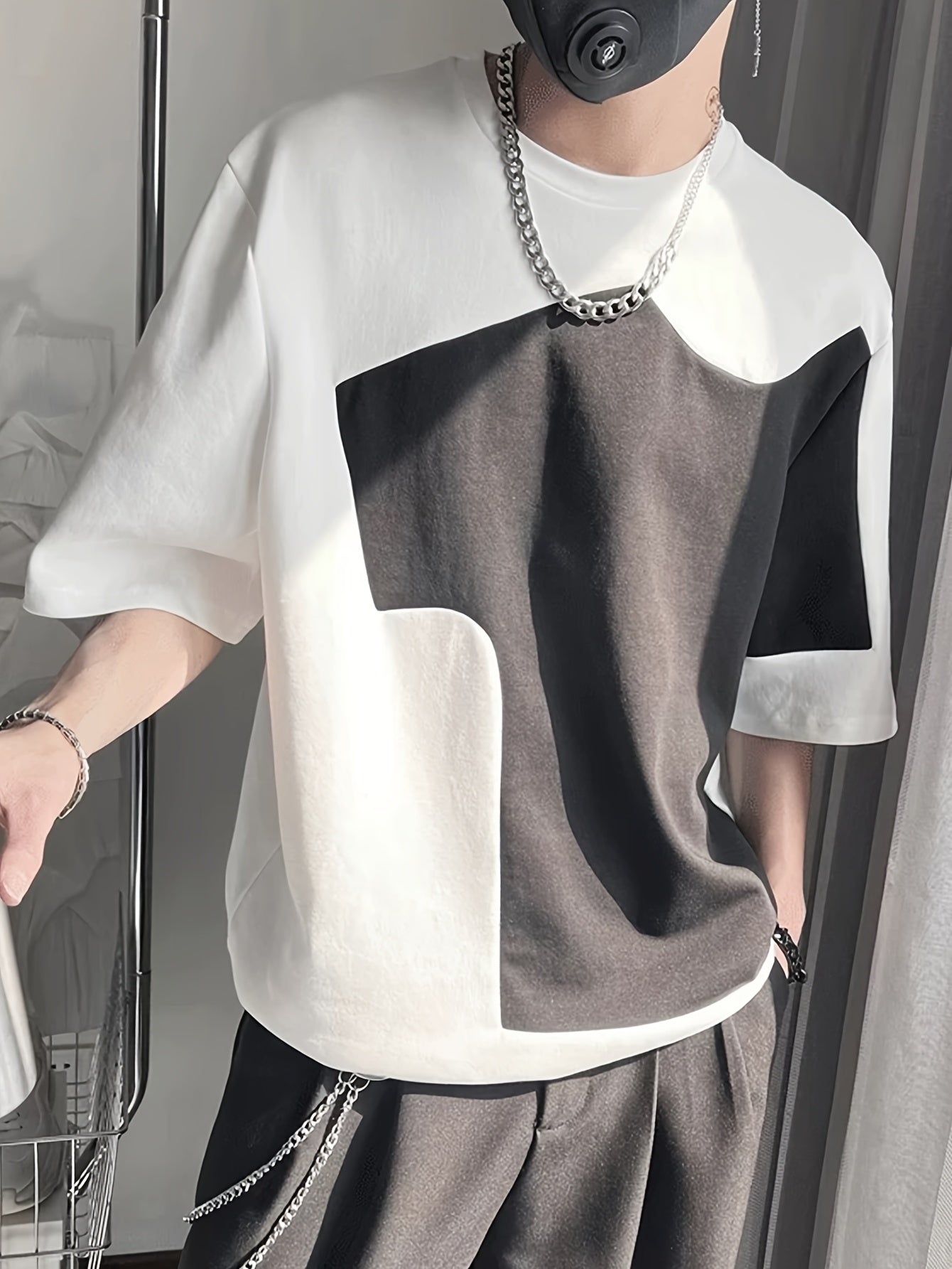 Color contrast patchwork shirt
