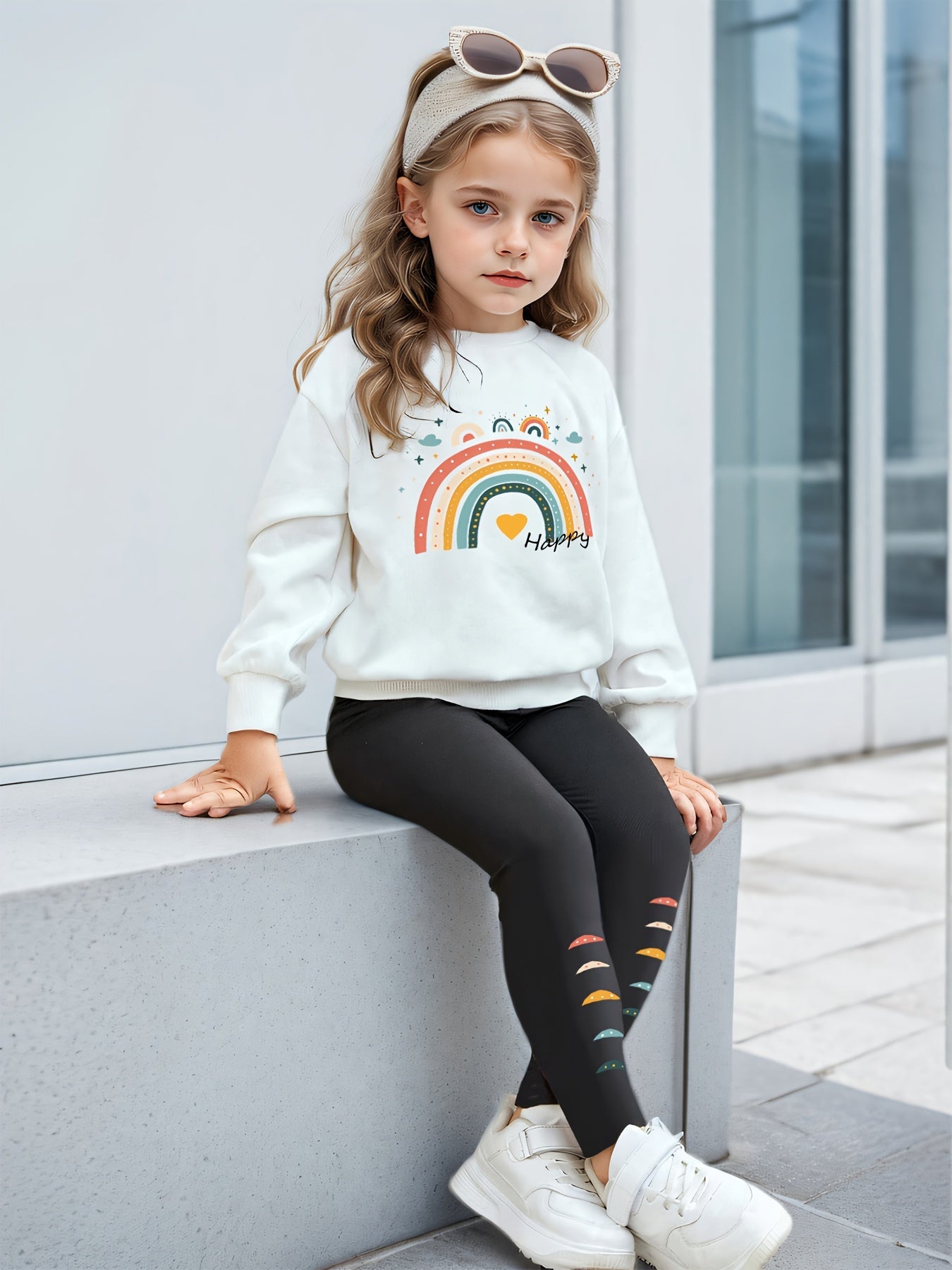 Rainbow tracksuit for girls (White Black)