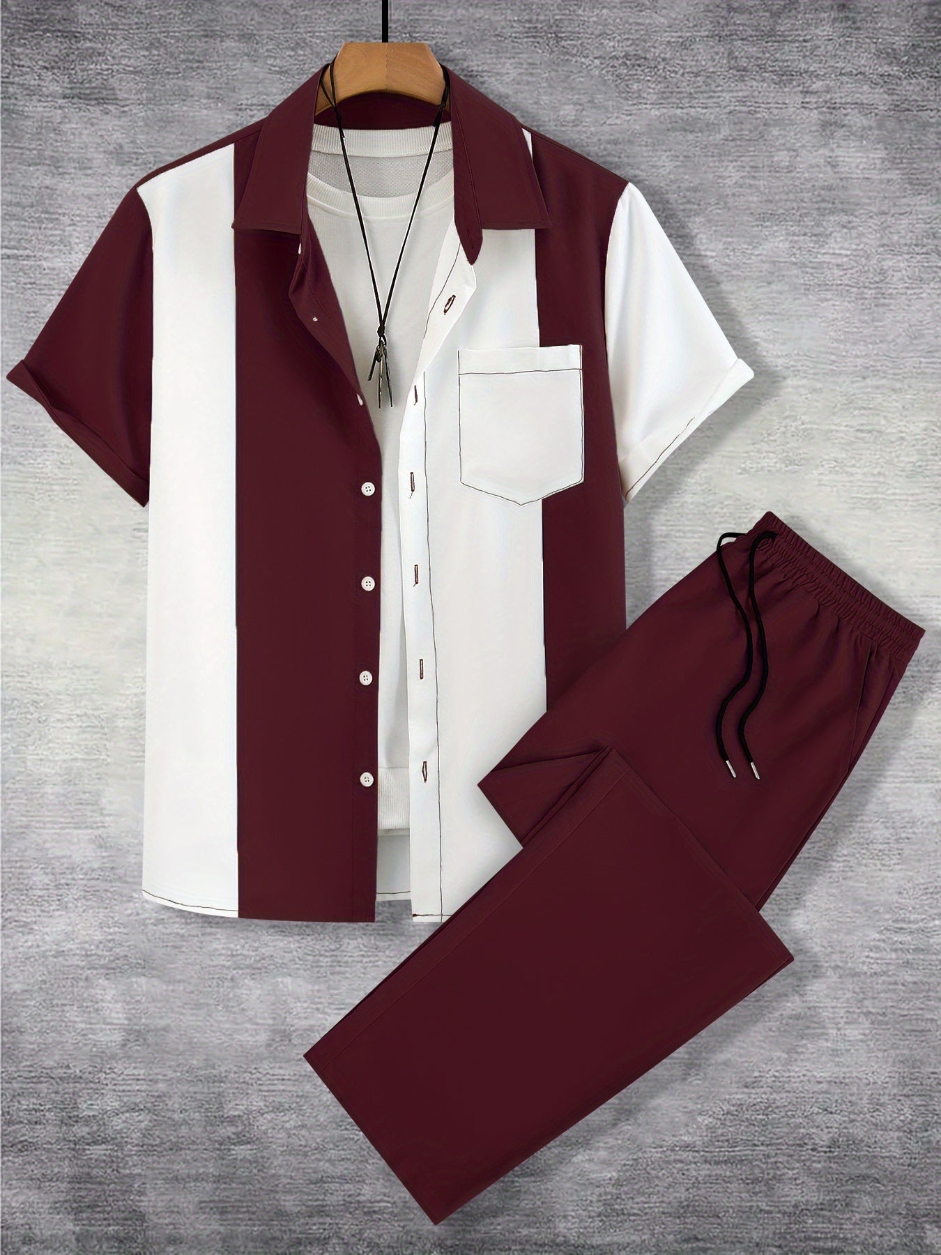 Lapel tracksuit (Burgundy)