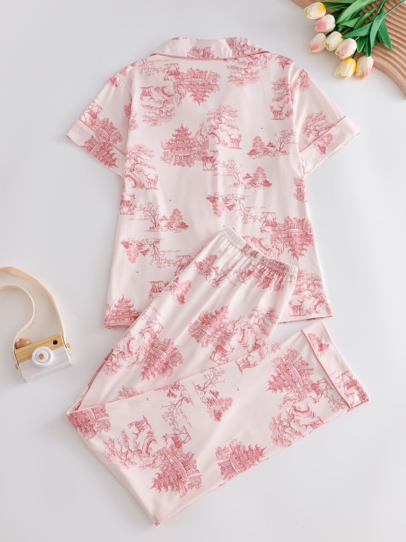 Vintage style Pj set for women (Peach)