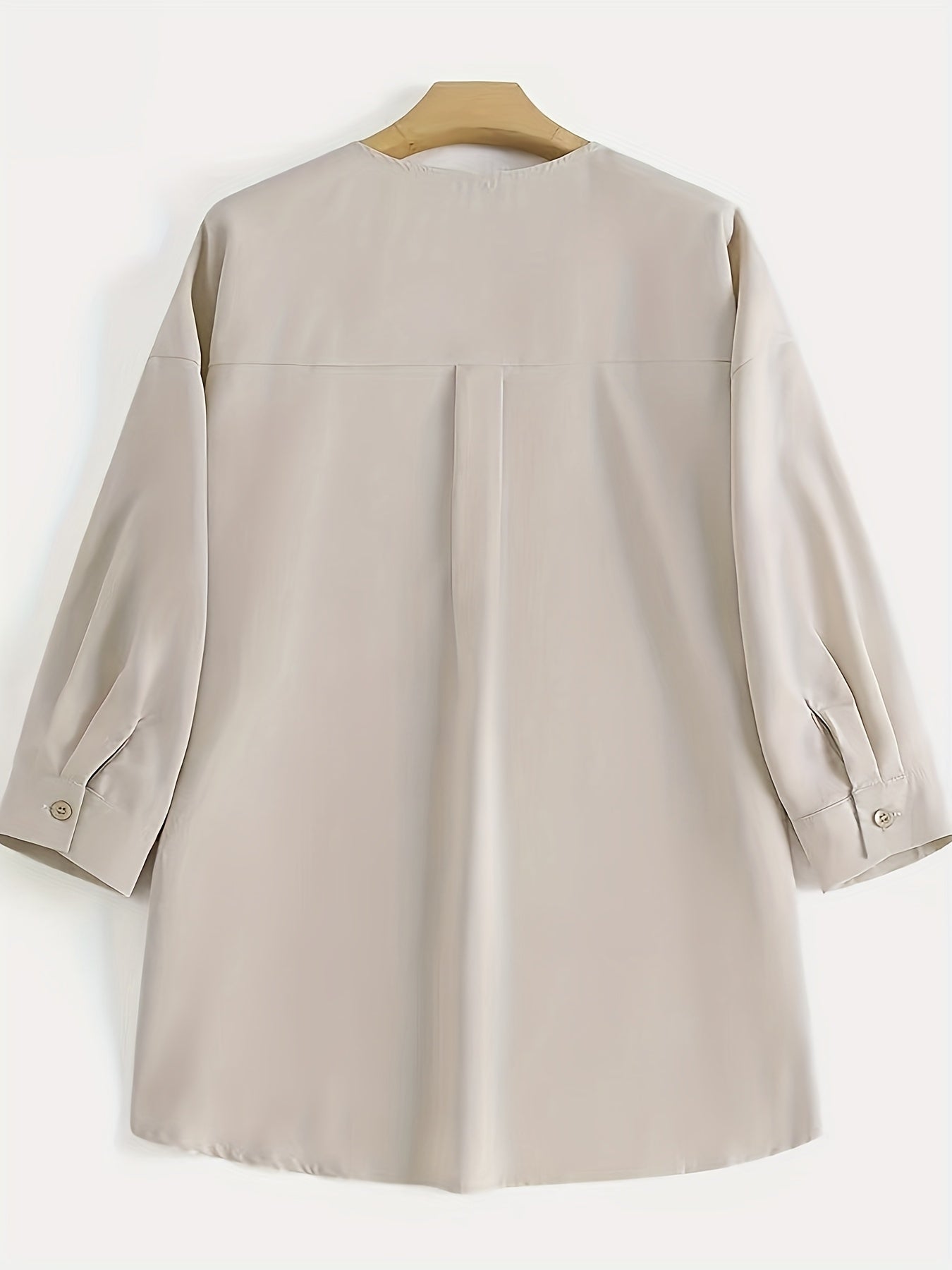Collarless long shirt (apricot)