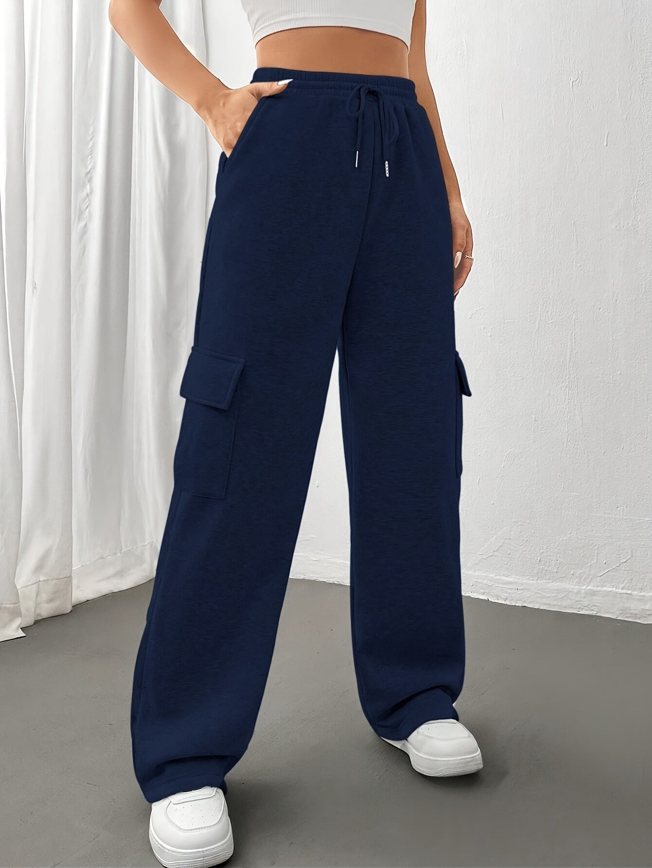 Baggy trouser pants for women (Navy Blue)