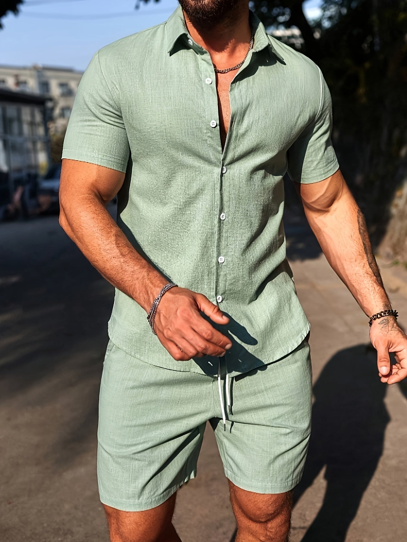 Yankees Cotton short tracksuit (Green)