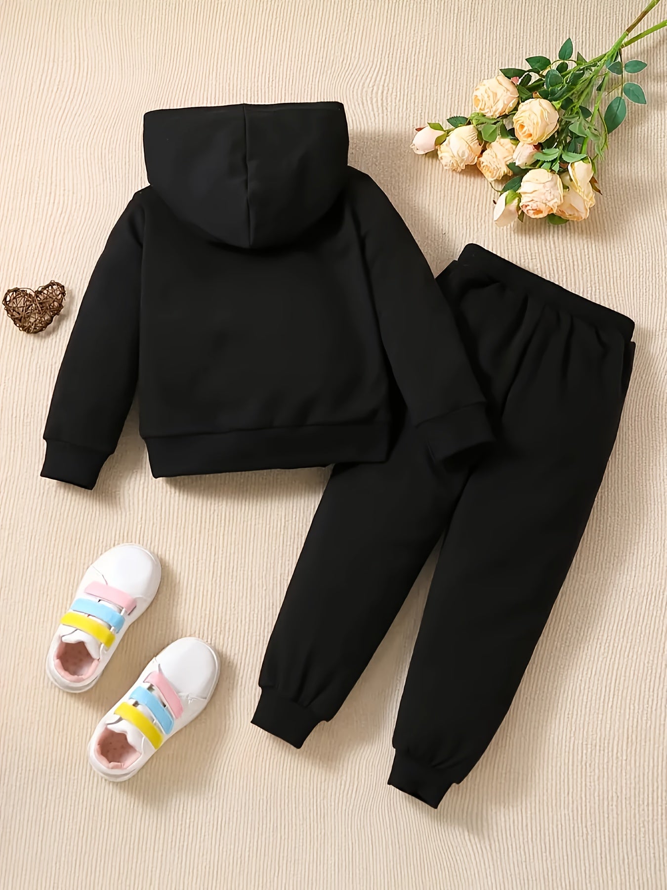 Heart tracksuit for girls (Black)