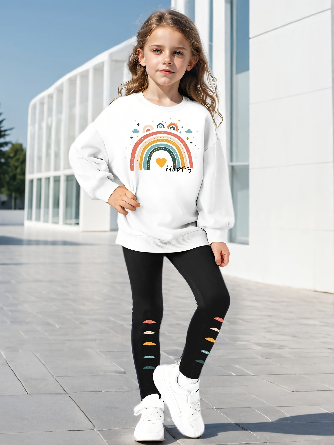Rainbow tracksuit for girls (White Black)
