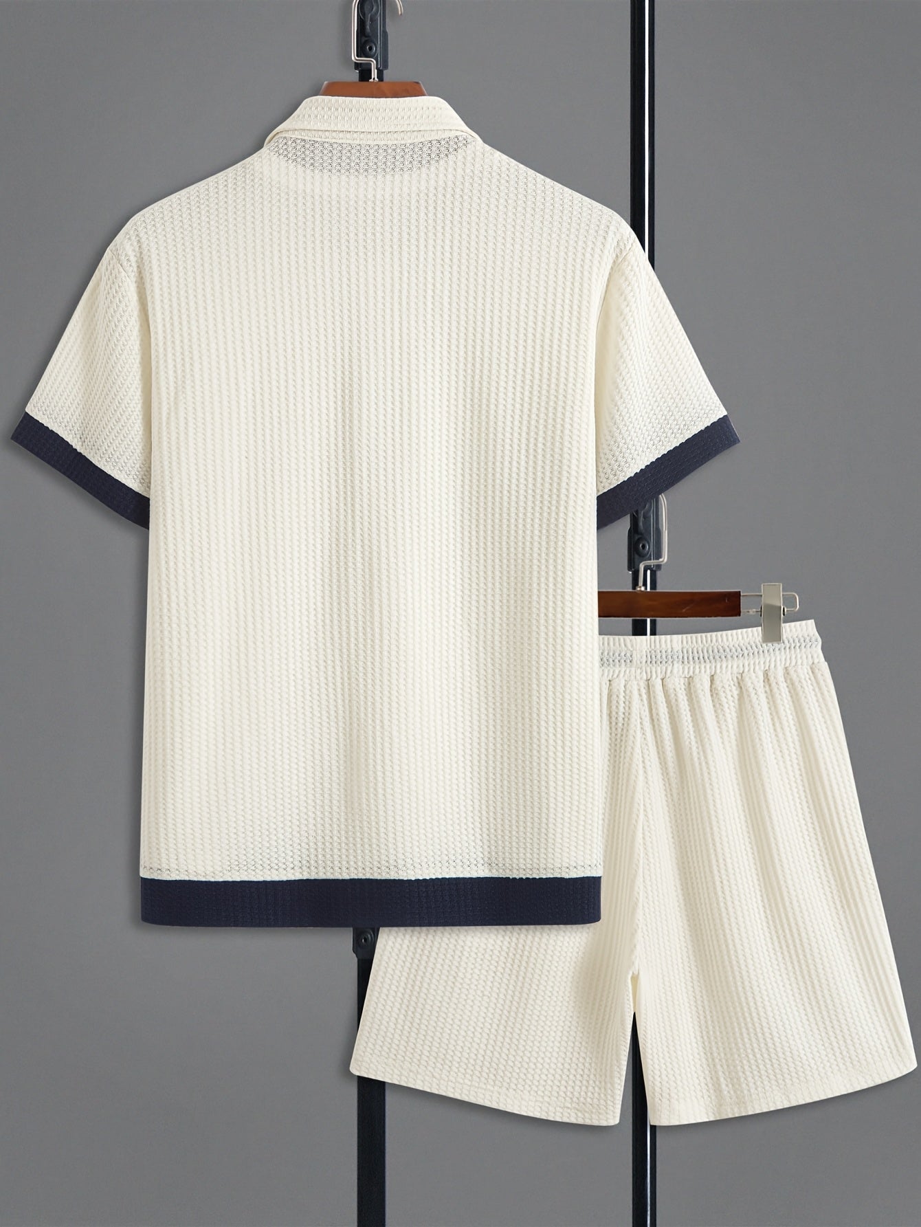Waffle shorts tracksuit (White)