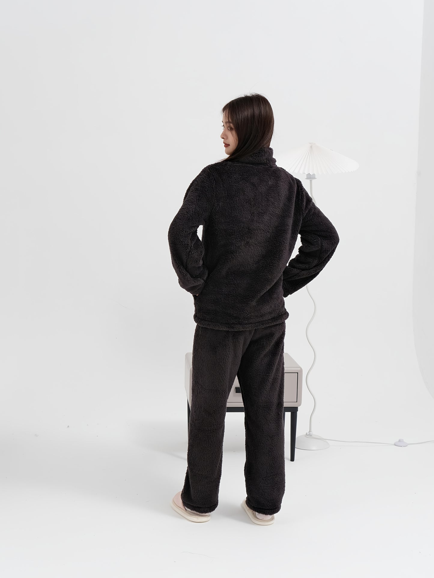 Zipper cardigan and long trouser for girls (Black)