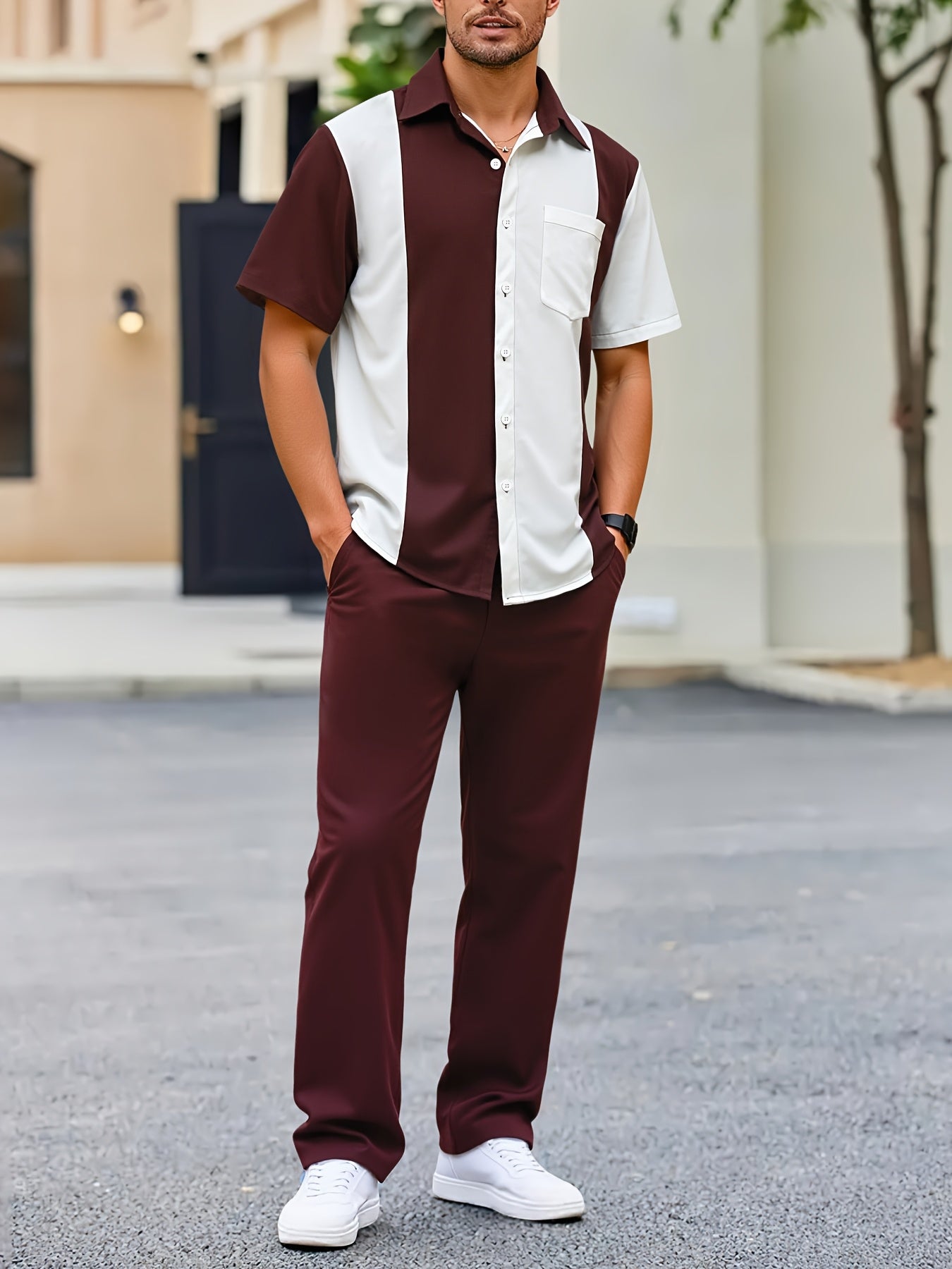 Lapel tracksuit (Burgundy)