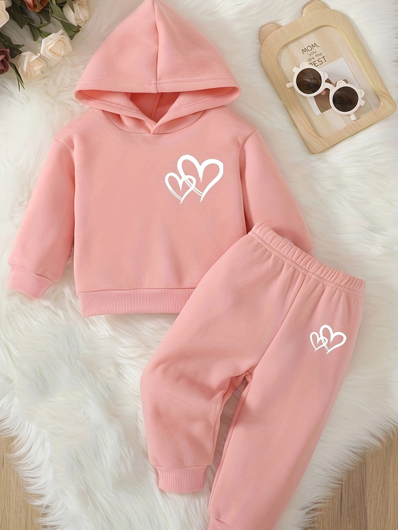 Heart tracksuit for girls (Pink)