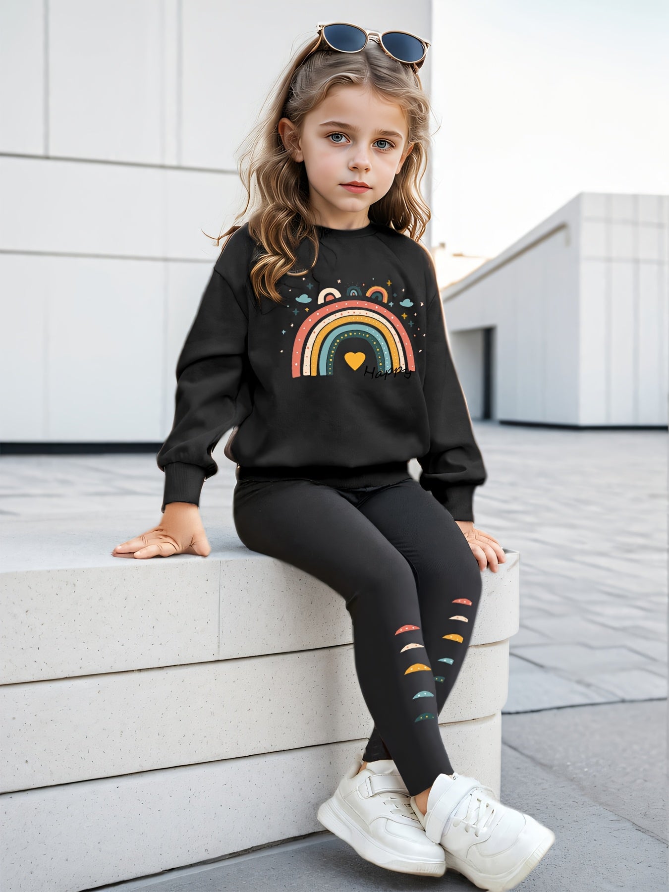 Rainbow tracksuit for girls (Black)