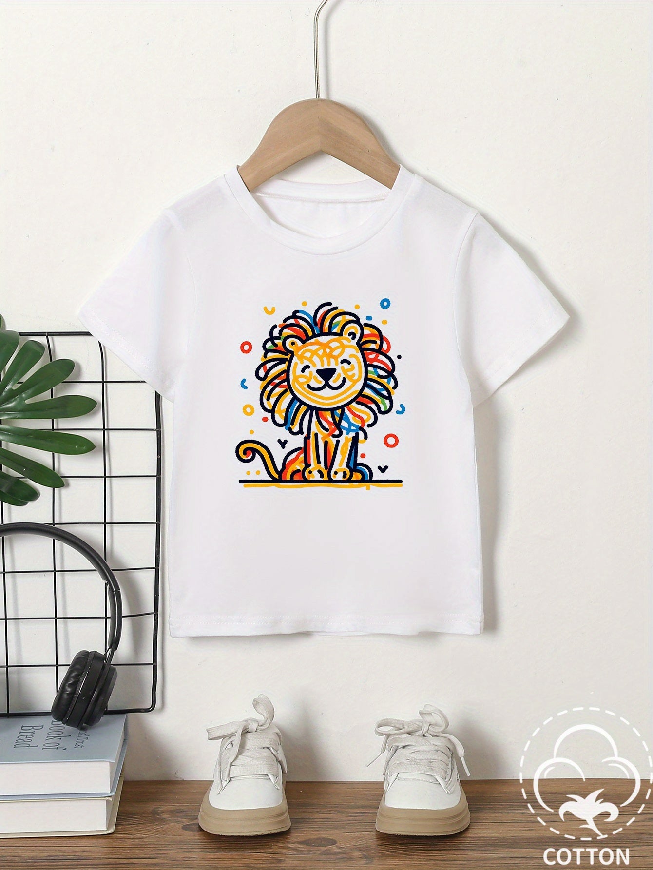 lion t shirt for kids and boys (White)