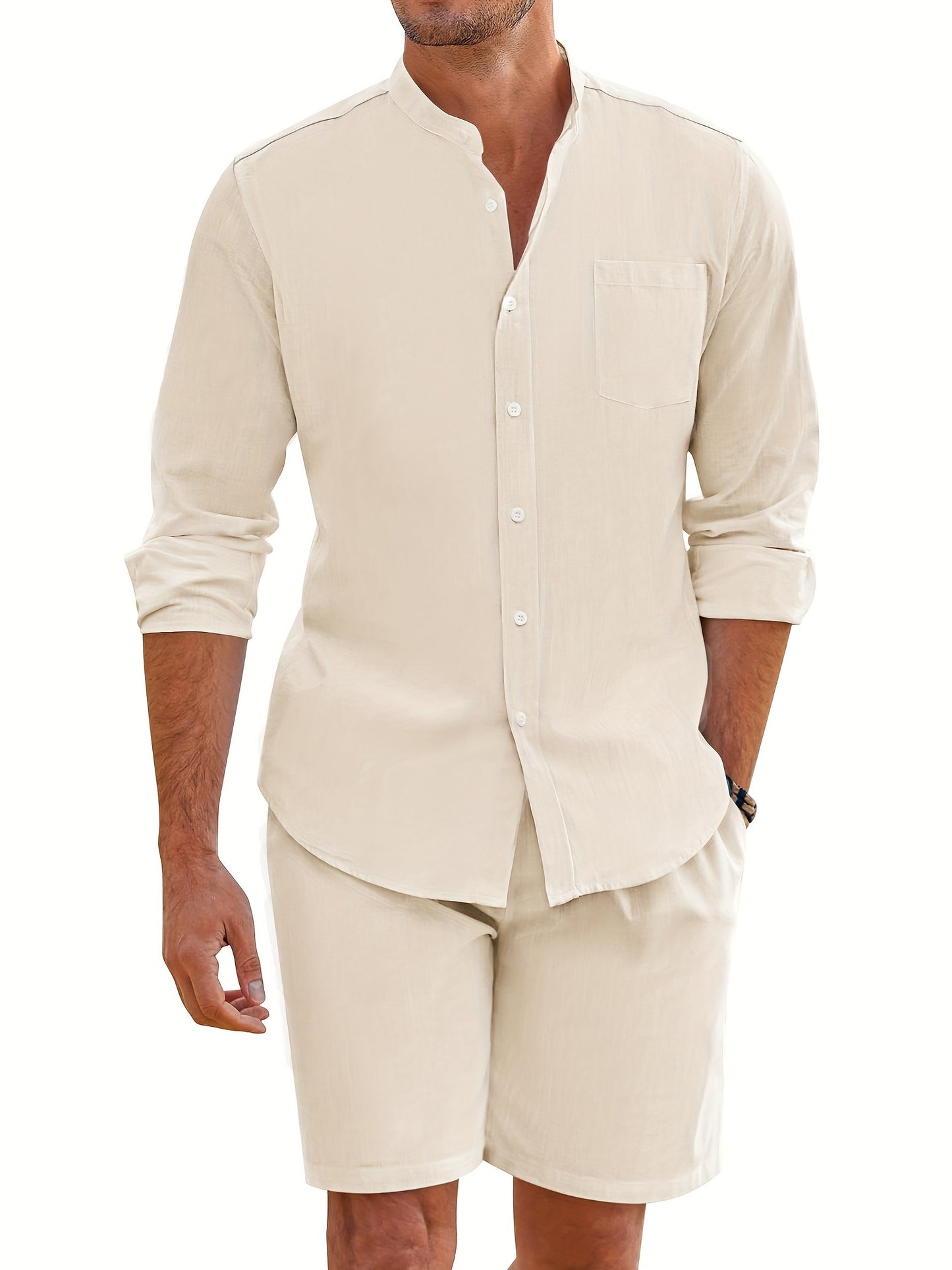 PWD Ban collar set with shorts (Beige)
