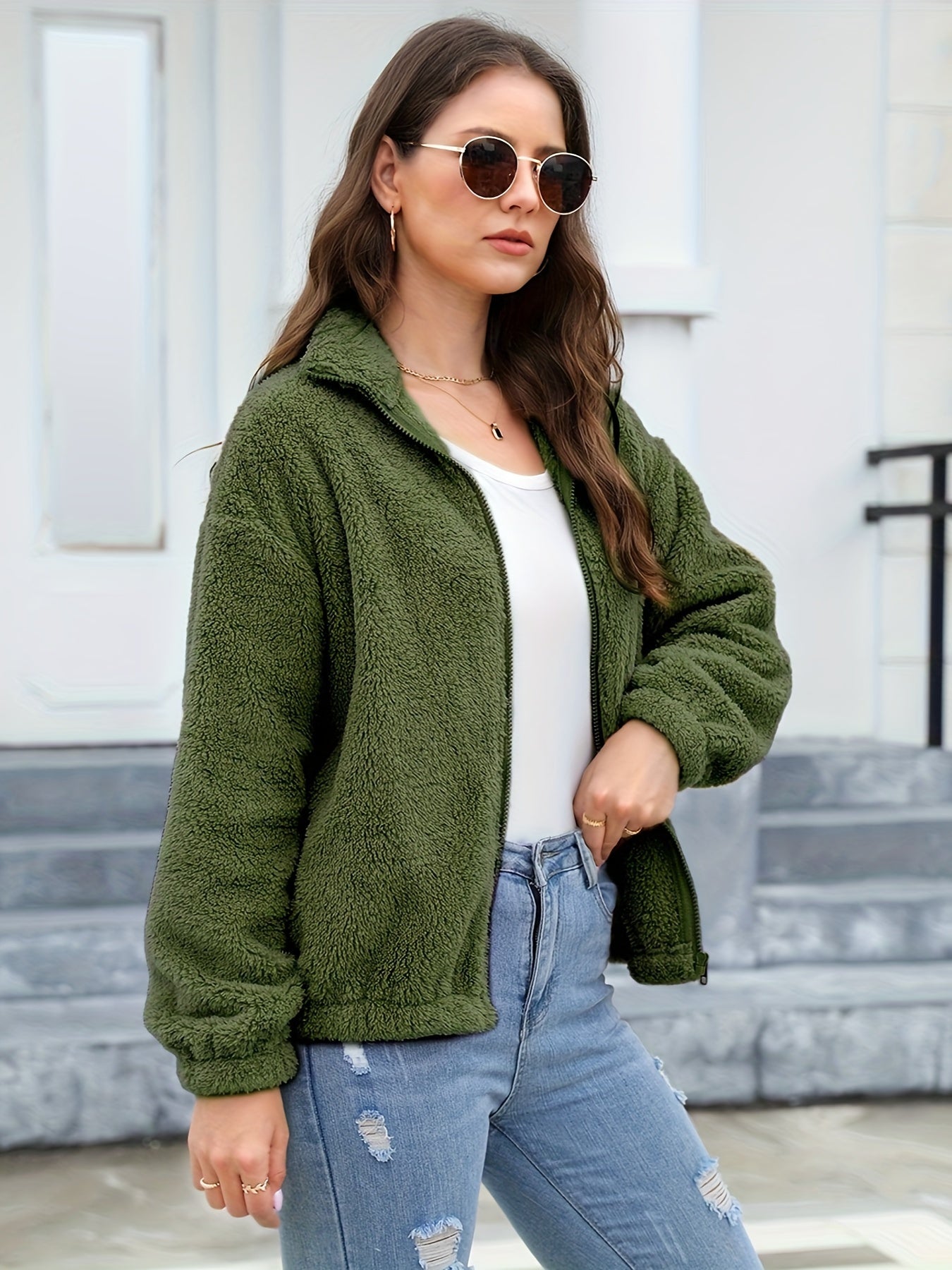 Miami ladies Winter coat- Soft Sherpa (Green)