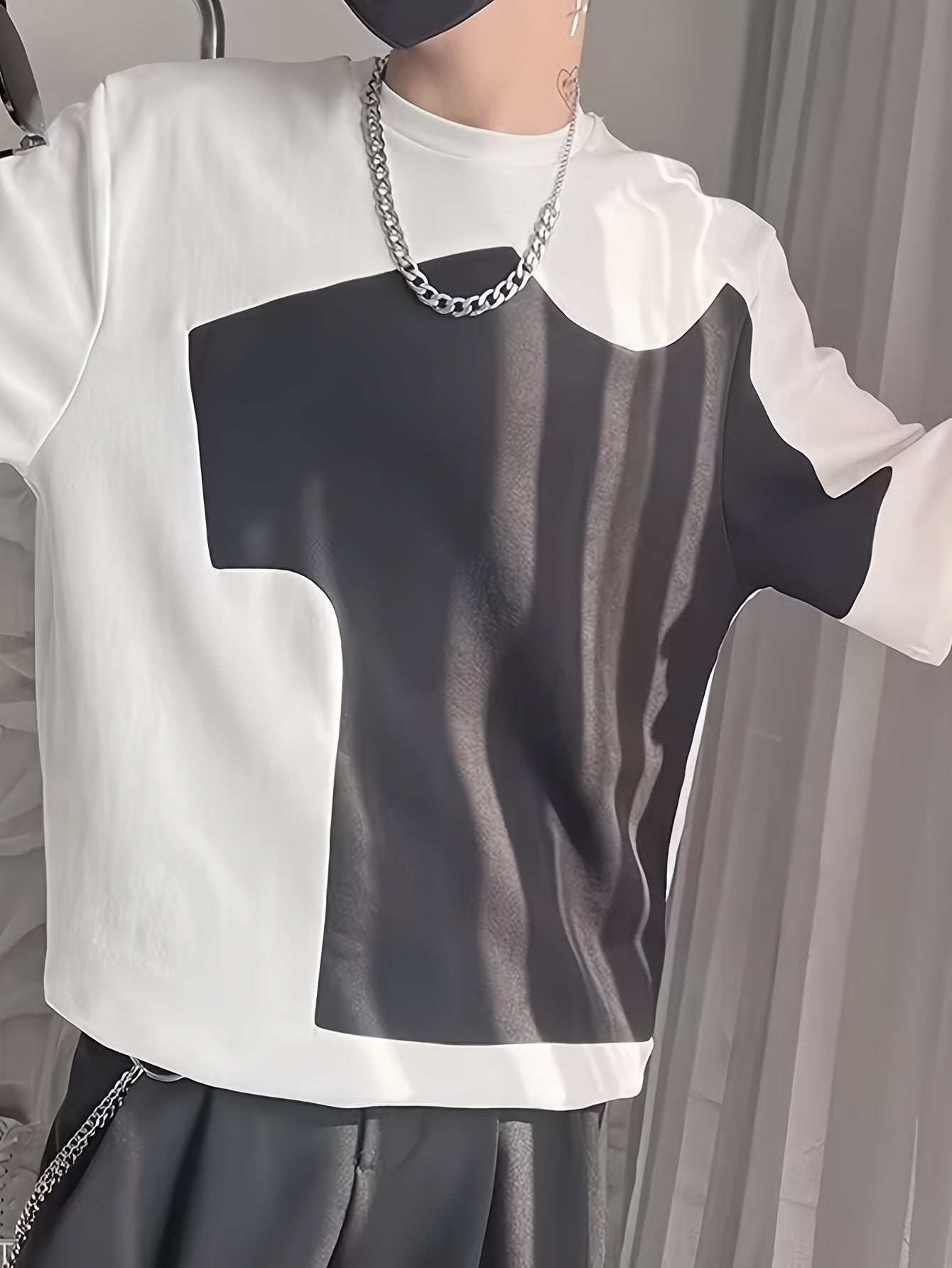 Color contrast patchwork shirt
