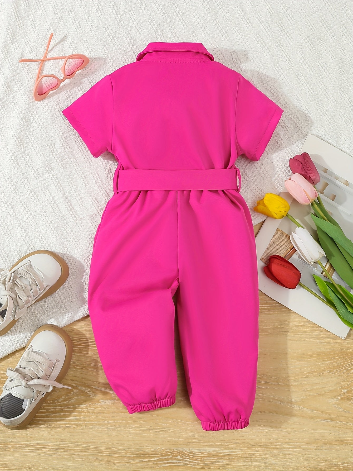 Vibrant romper for girls (shocking pink)