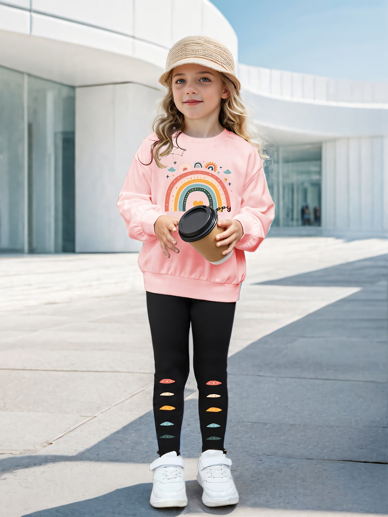 Rainbow tracksuit for girls (Pink)