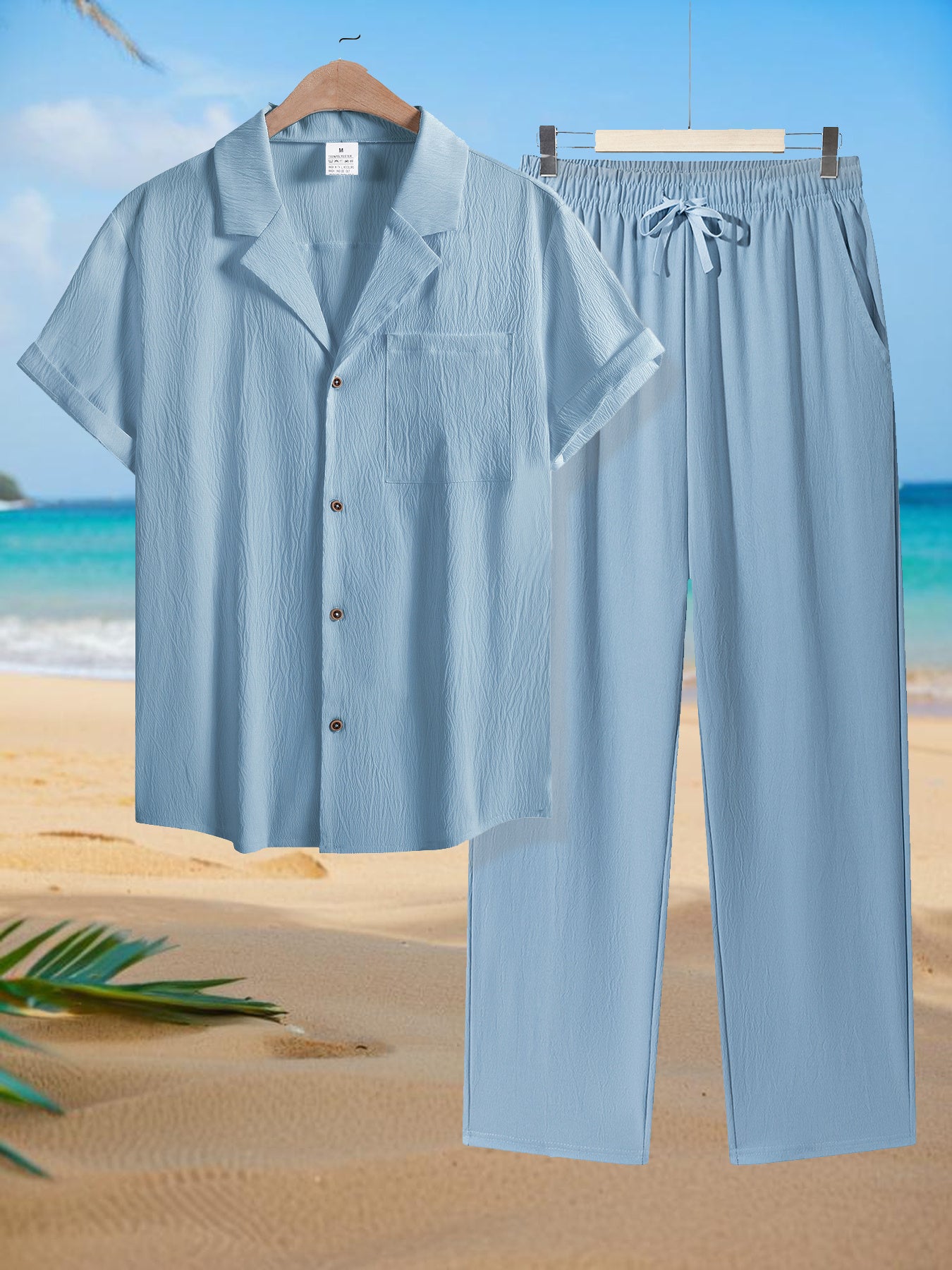 Wrinkle tracksuit for men's (sky blue)