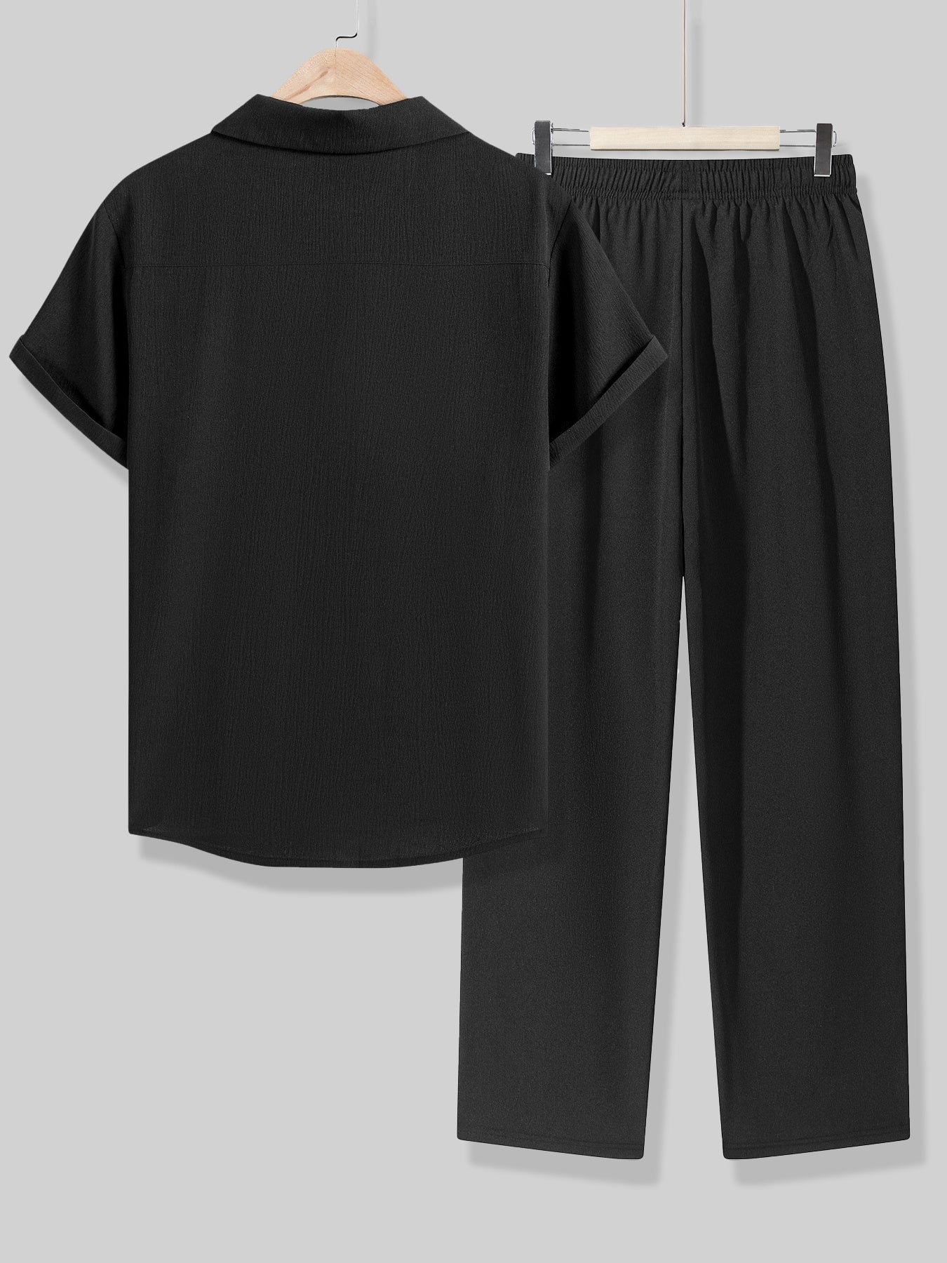 Wrinkle tracksuit for men's (black)