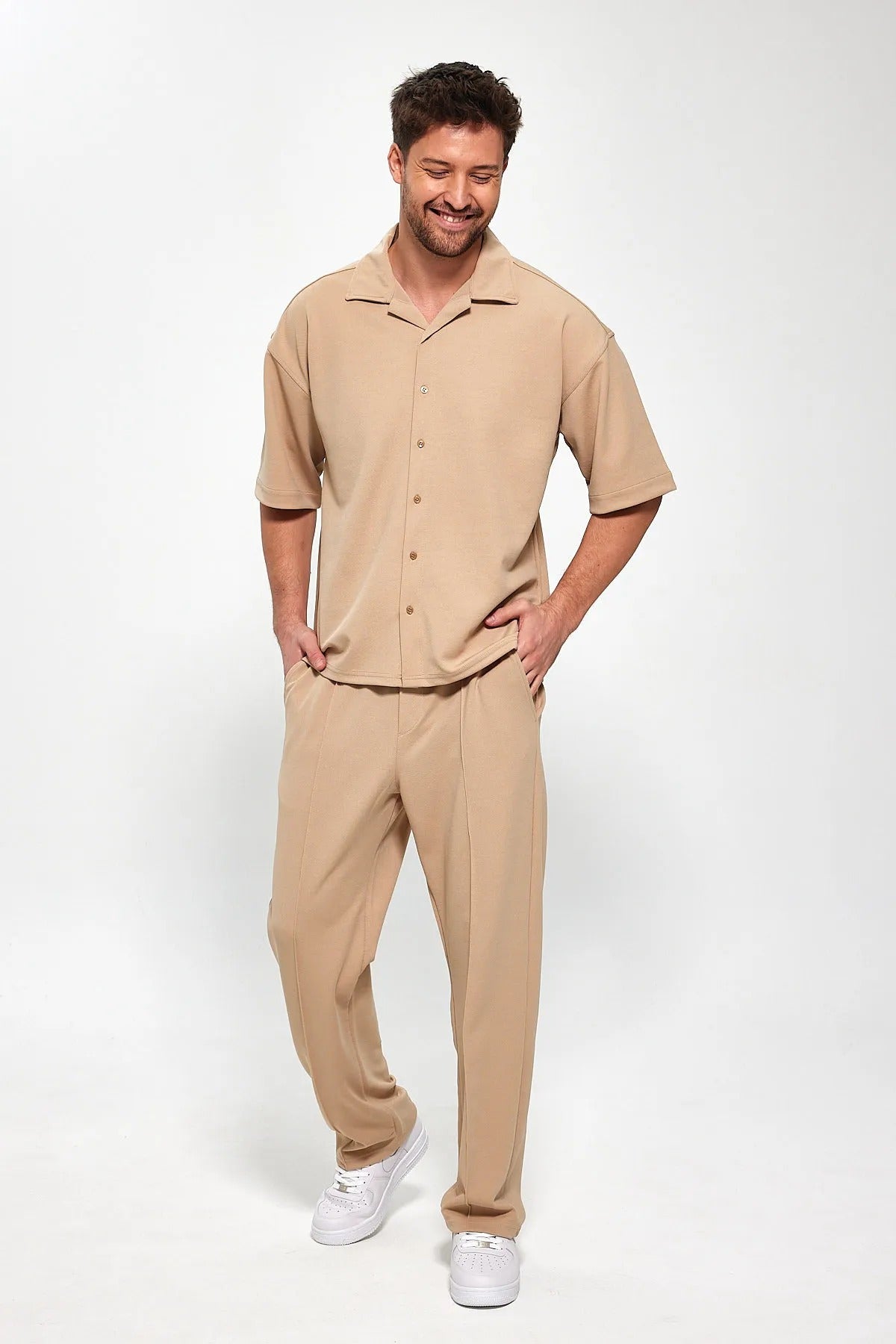 Down shoulder tracksuit (Apricot)
