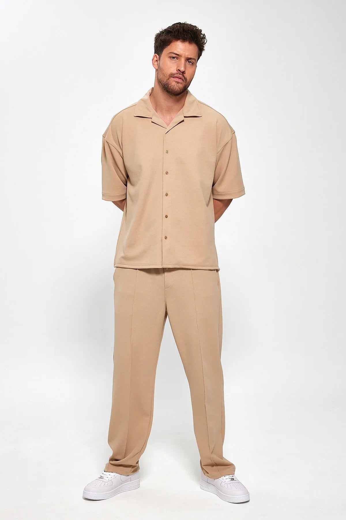 Down shoulder tracksuit (Apricot)