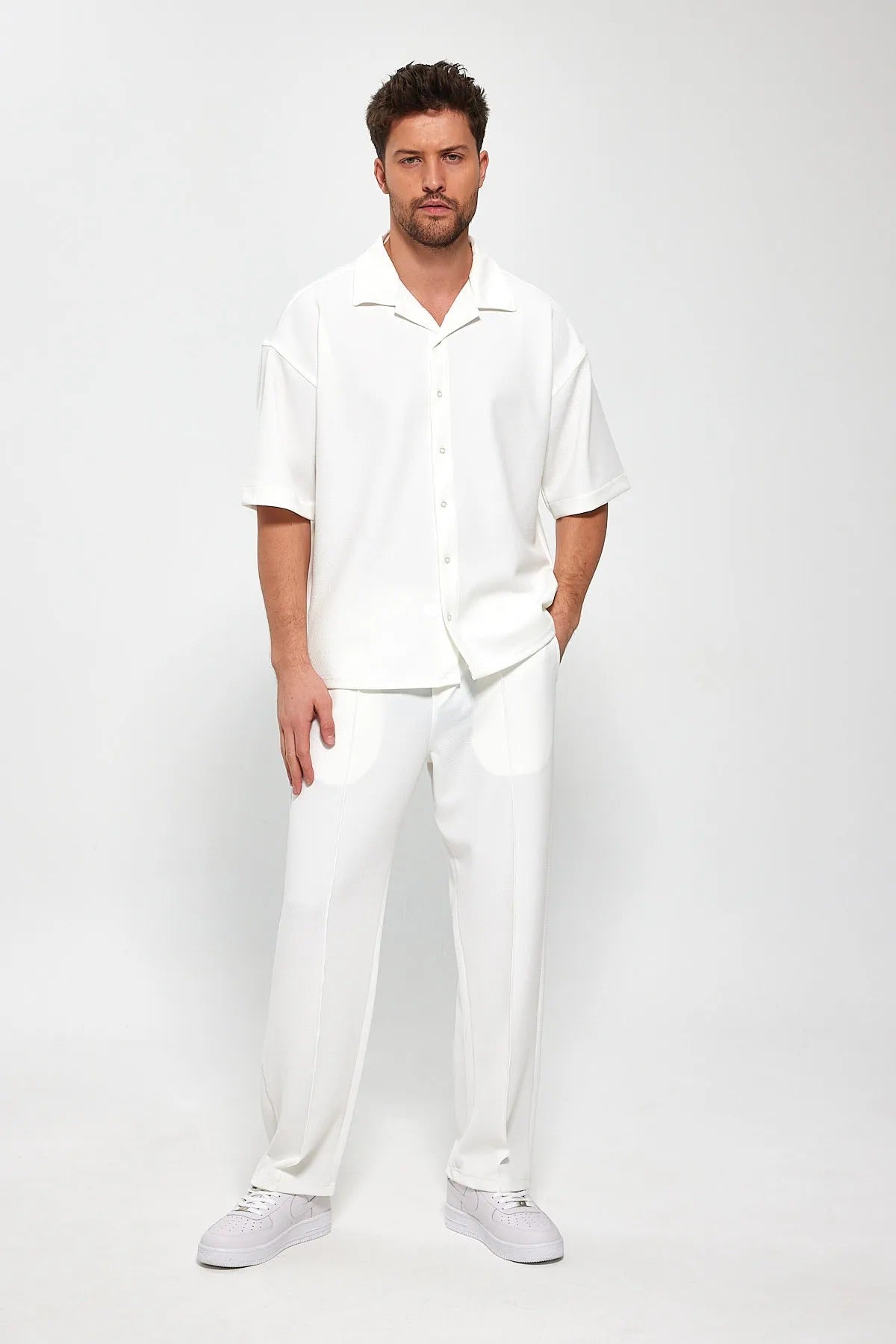 Down shoulder tracksuit (white)