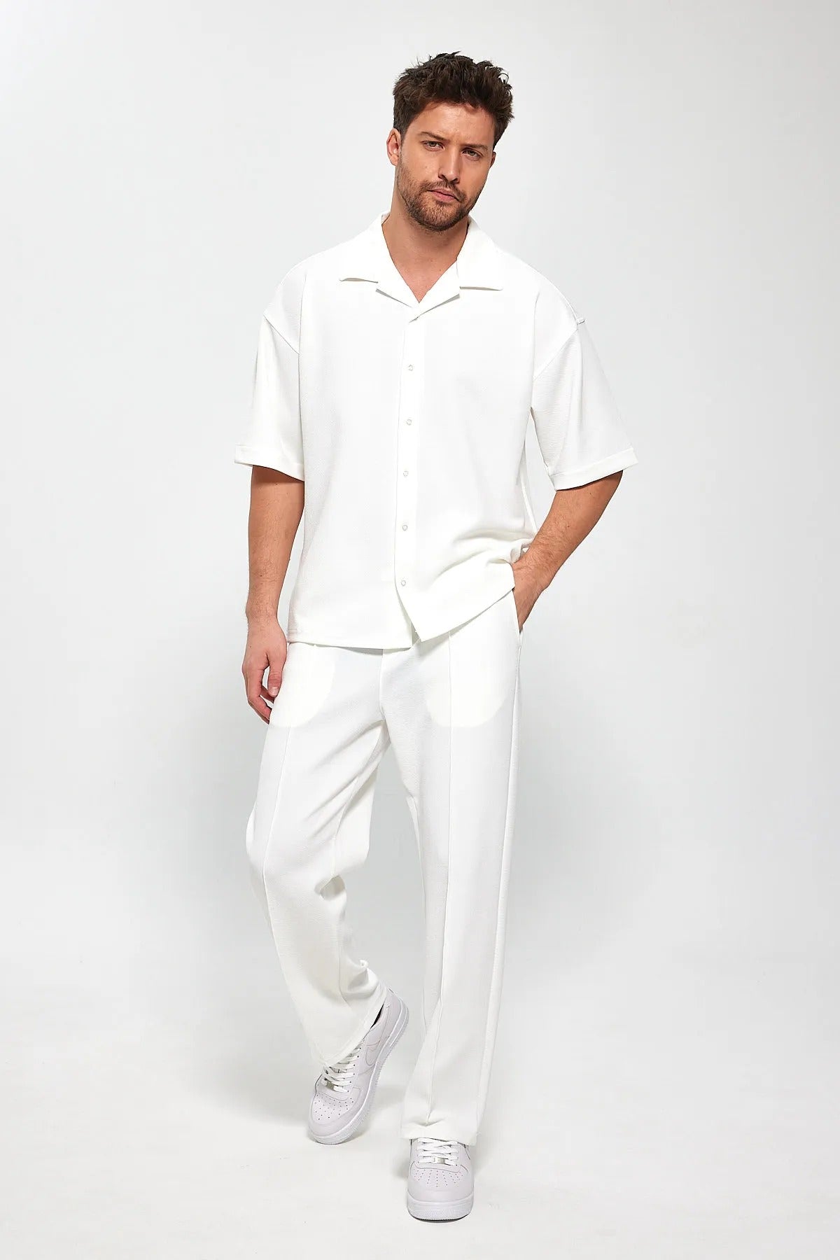 Down shoulder tracksuit (white)