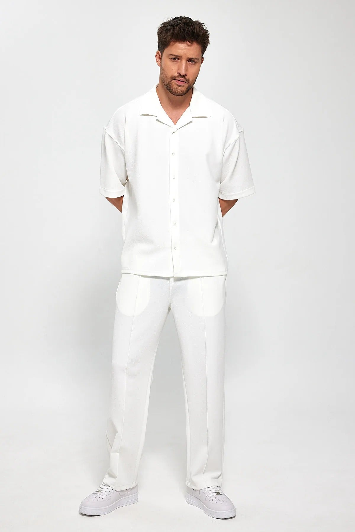 Down shoulder tracksuit (white)