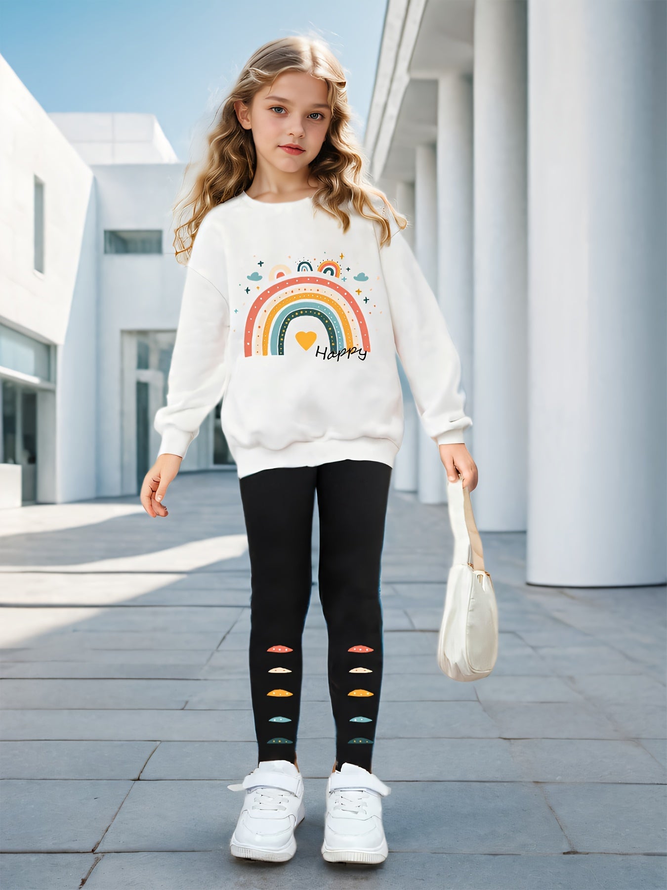 Rainbow tracksuit for girls (White Black)