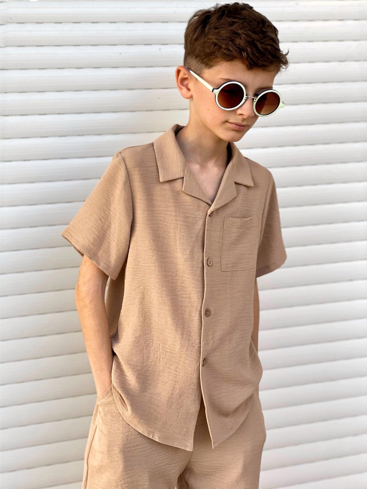 Wrinkles style tracksuit for kids and boys (Khaki)