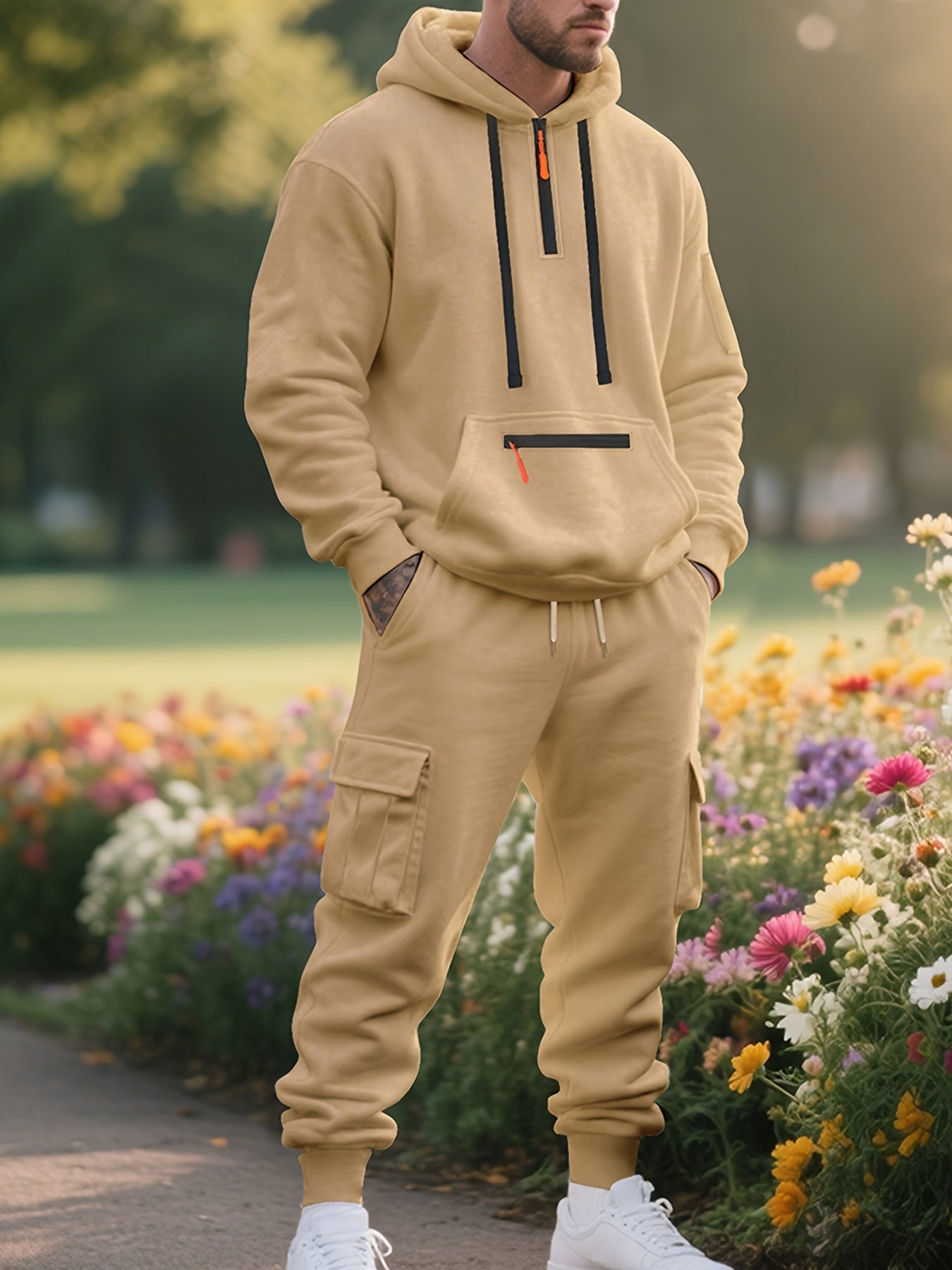 Zipper tracksuit for winter (khaki)