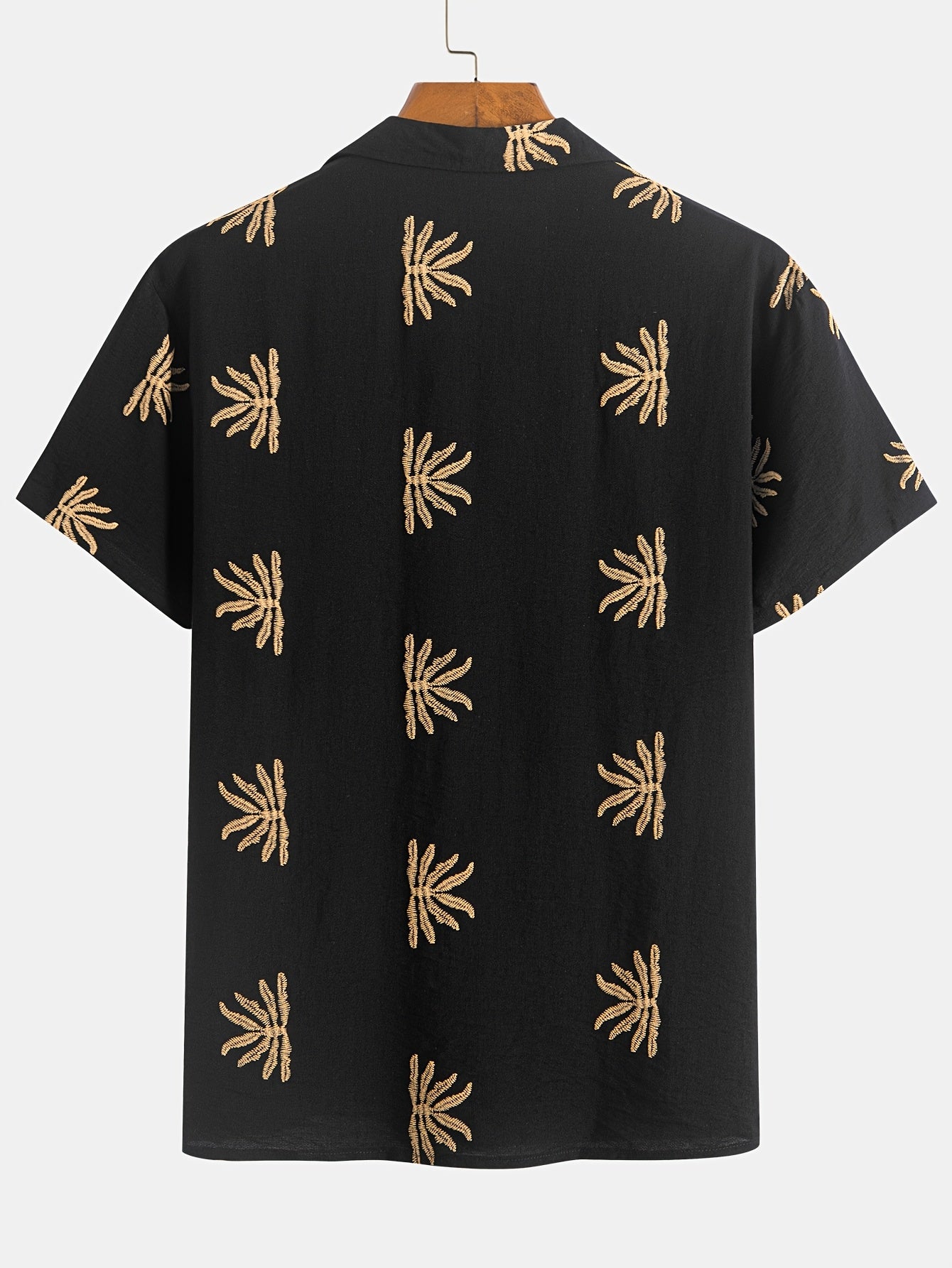 Floral embroidered shirt for men's (Black)