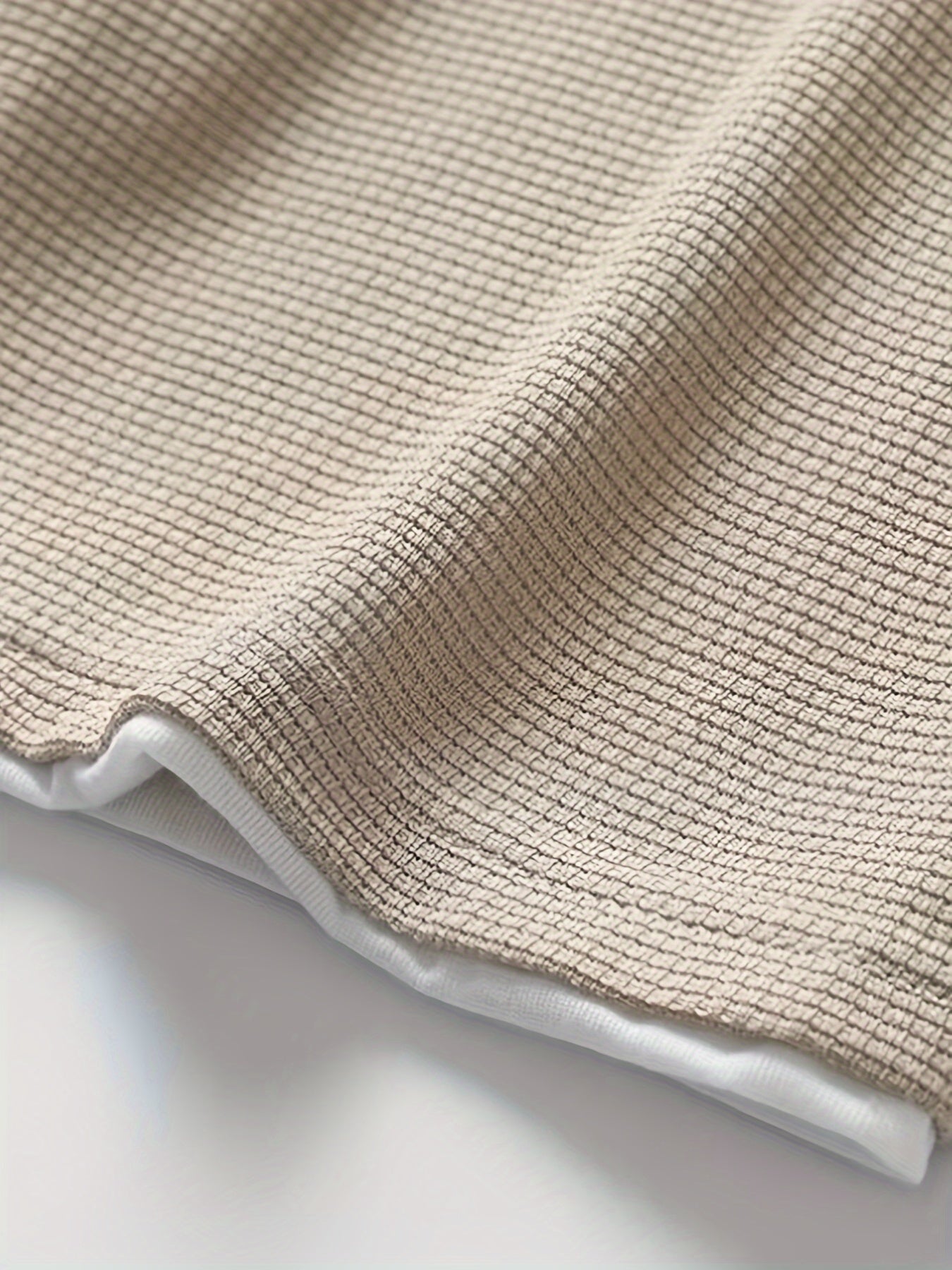Waffle Pattern Crew Neck Collar t shirt- Apricoat