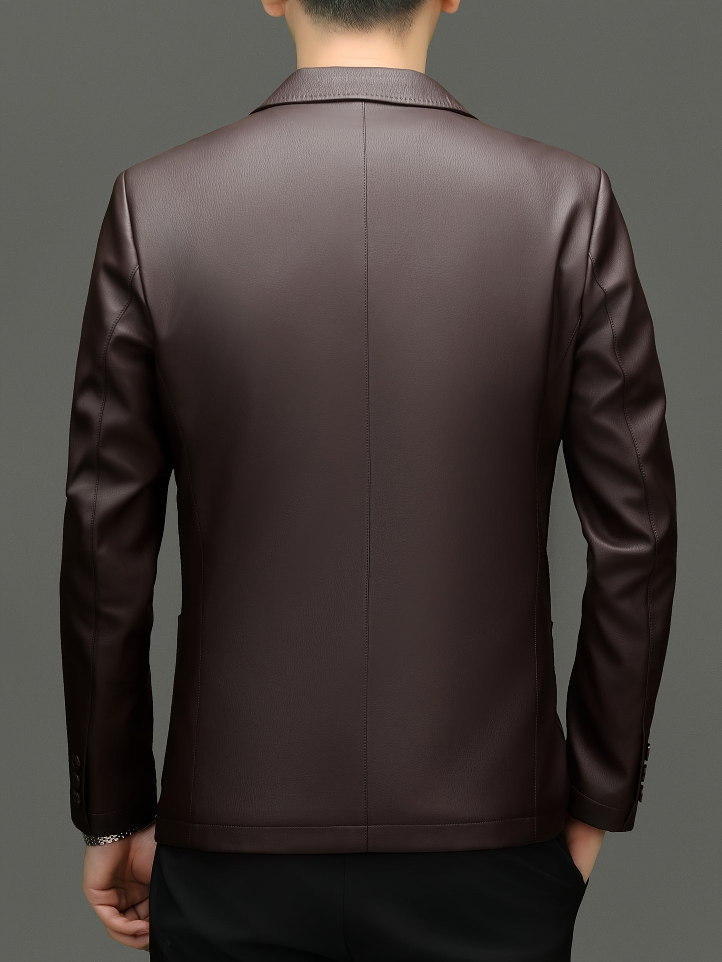 Decent PU leather Blazer (Coffee)